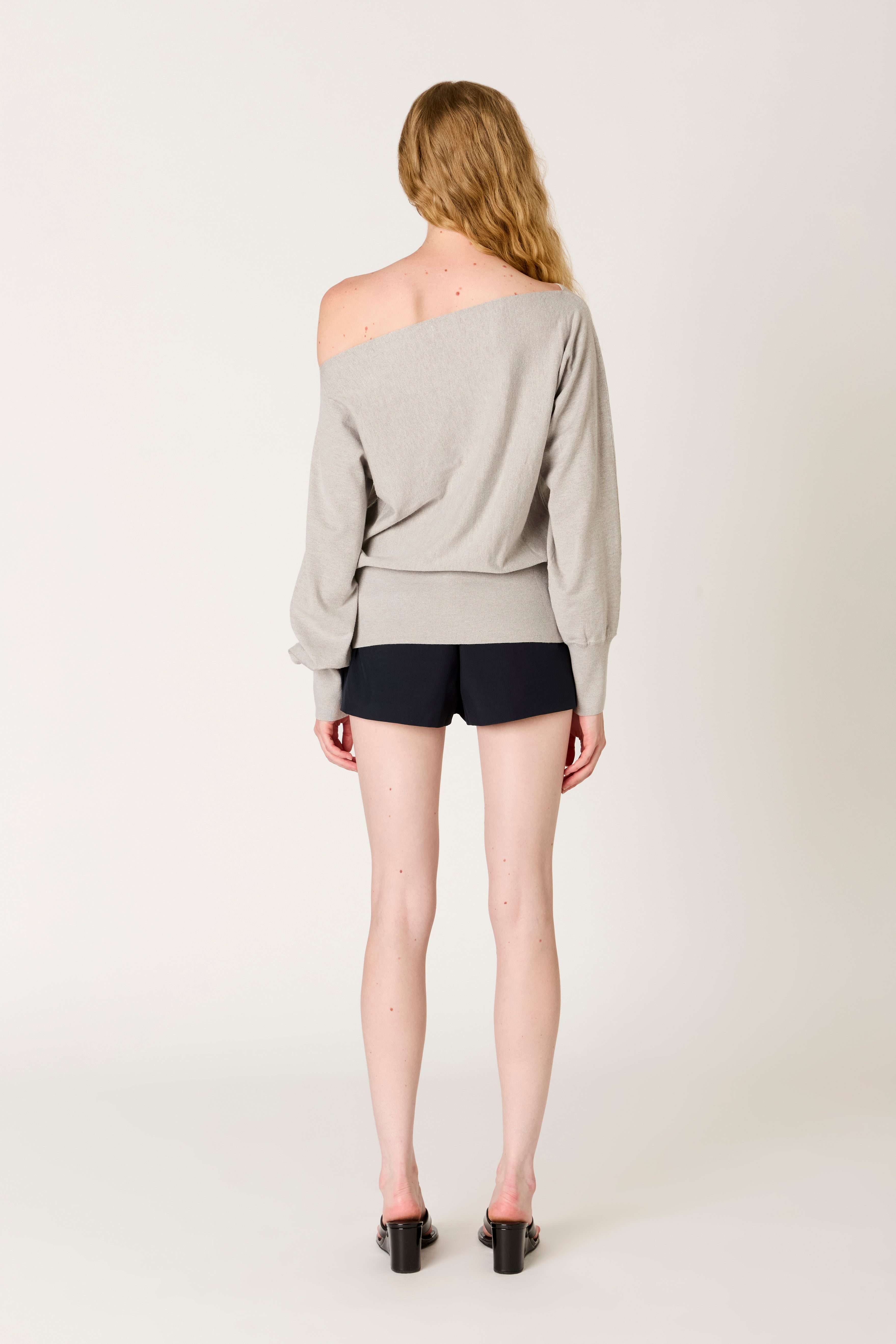 Sabina Sweater in heather grey back view