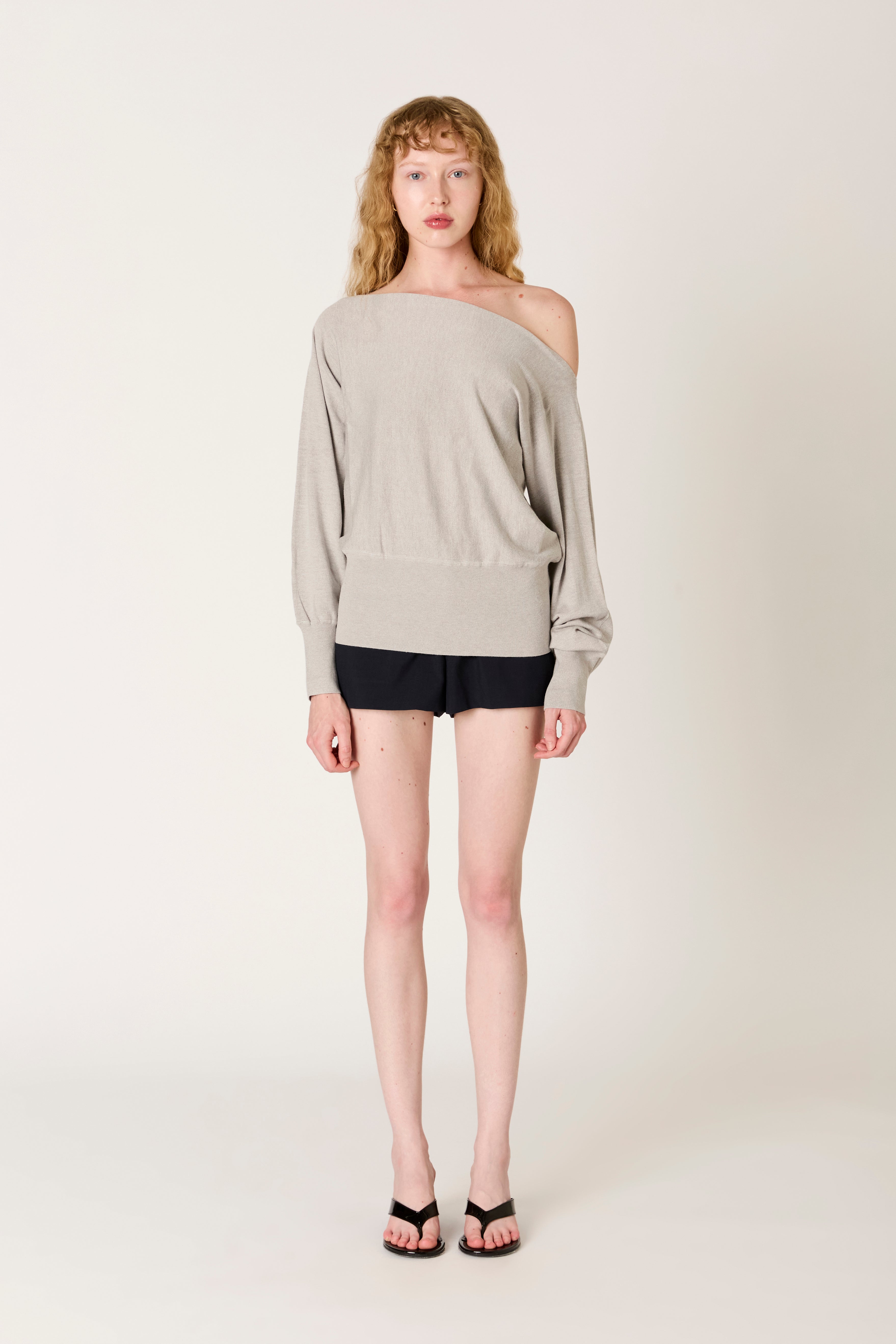 Sabina Sweater in heather grey front view