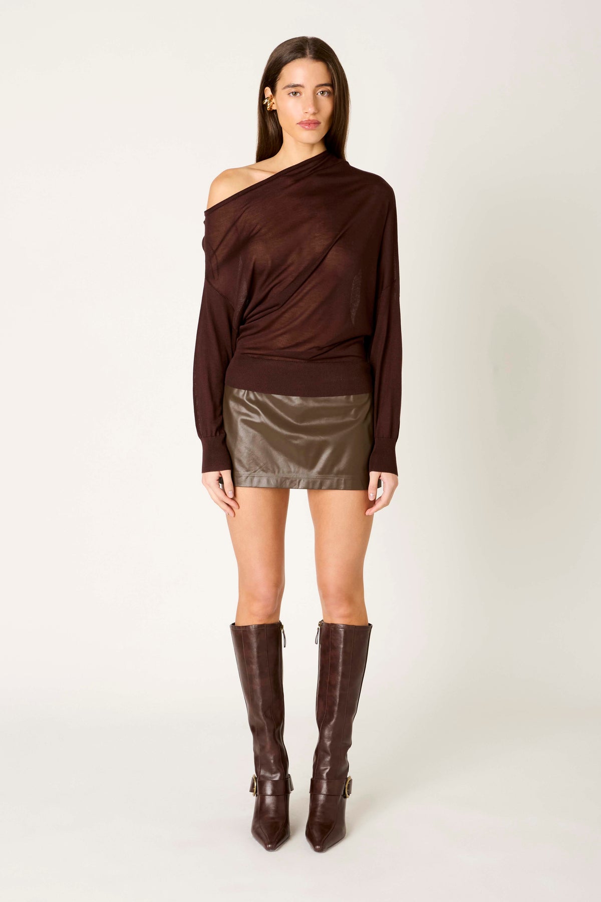 Beatrice Sweater in brown front view