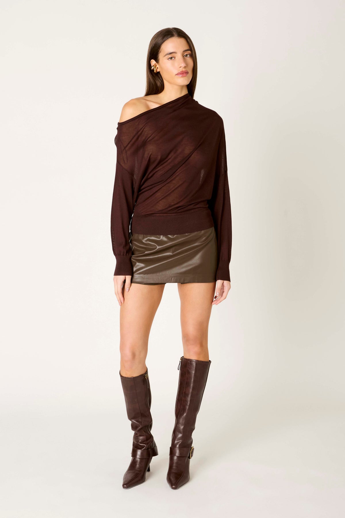 Beatrice Sweater in brown front view