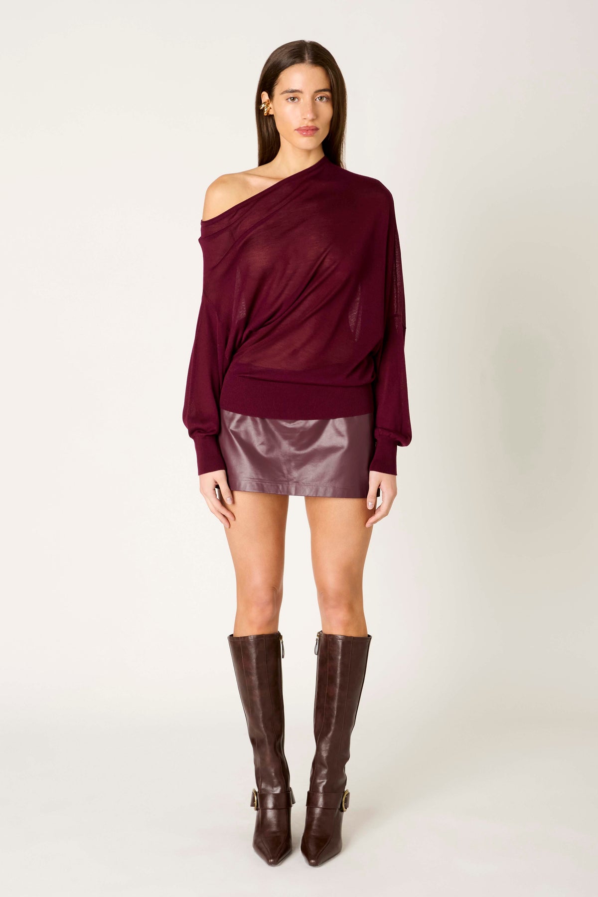 Beatrice Sweater in plum front view
