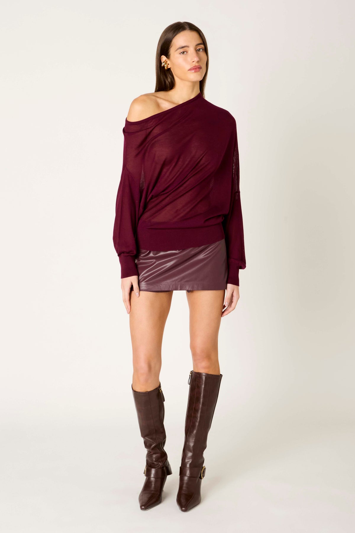 Beatrice Sweater in plum front view