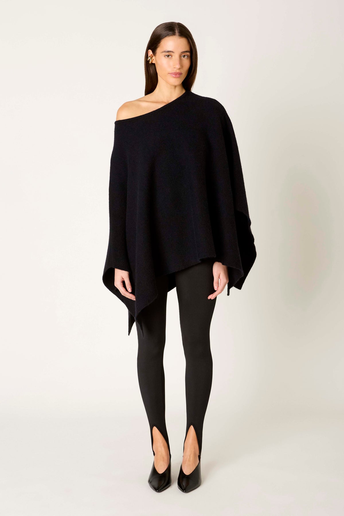 Heathcliff Sweater Cape in black front view