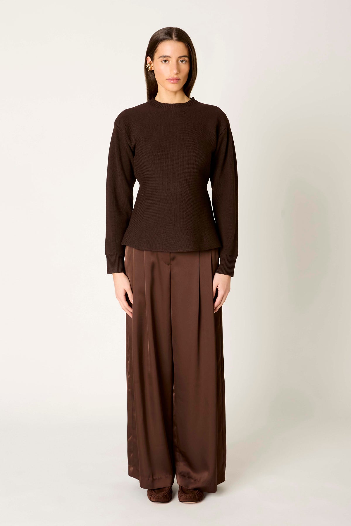 Emilia Sweater in espresso front view