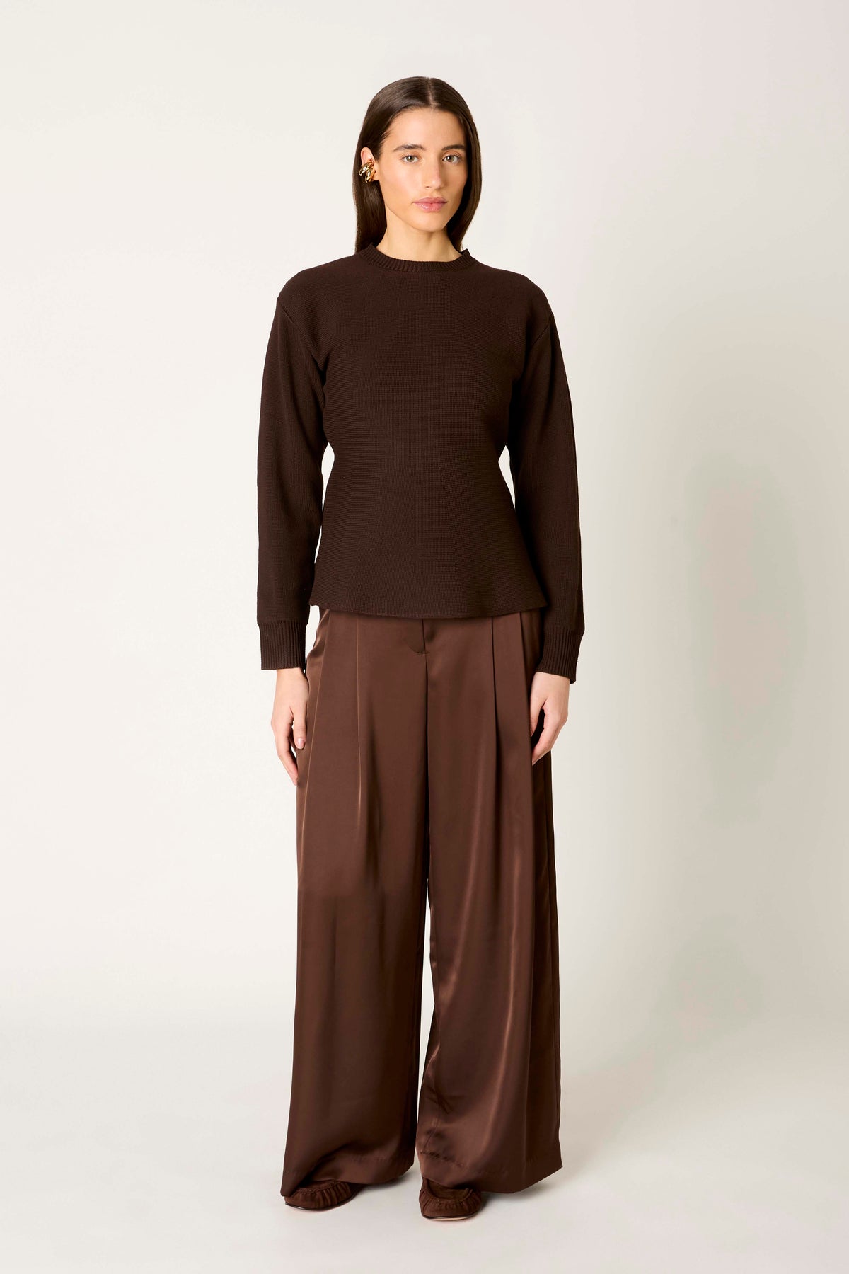 Emilia Sweater in espresso front view