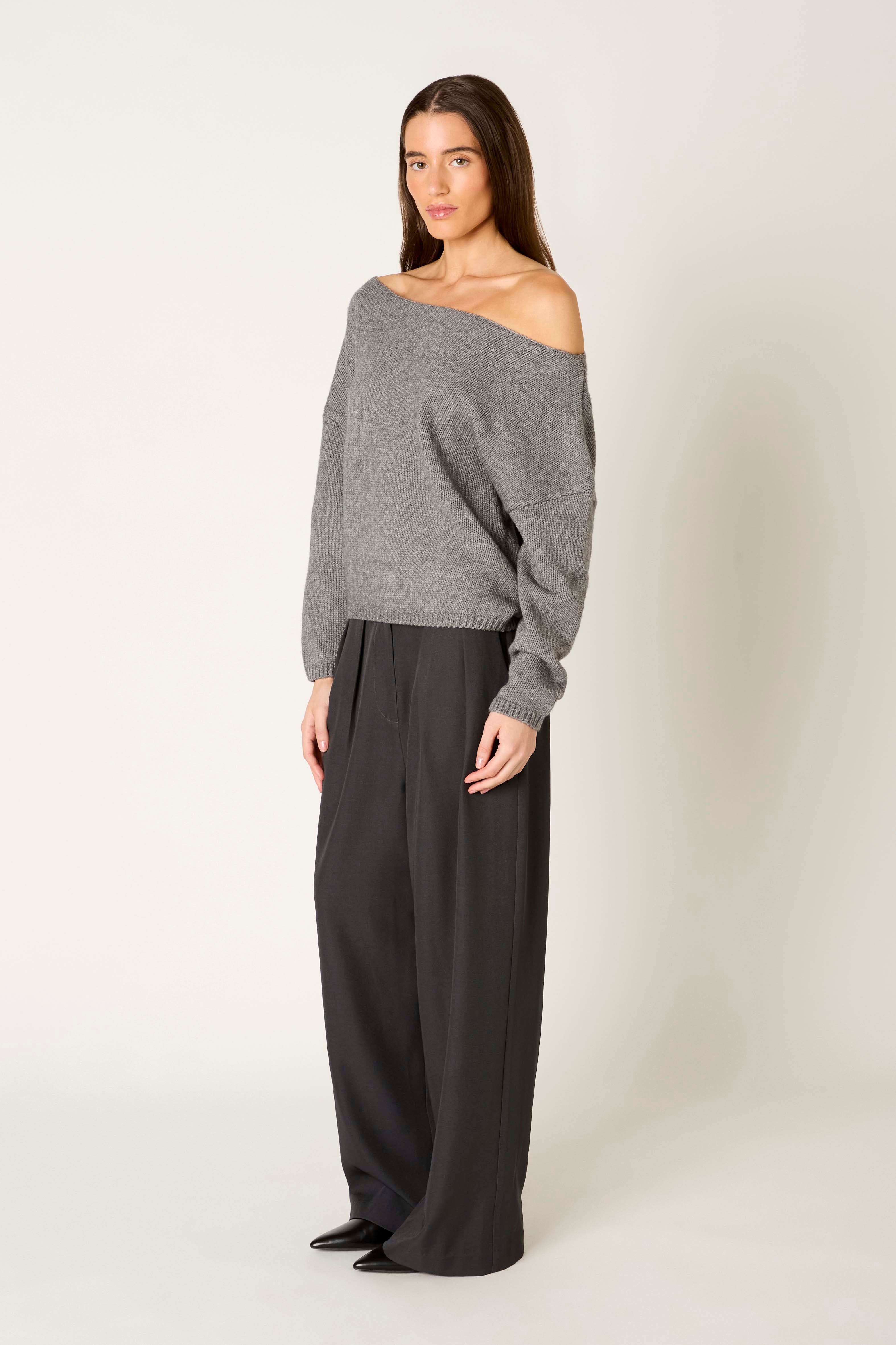 Nightmoor Sweater in heather grey side view