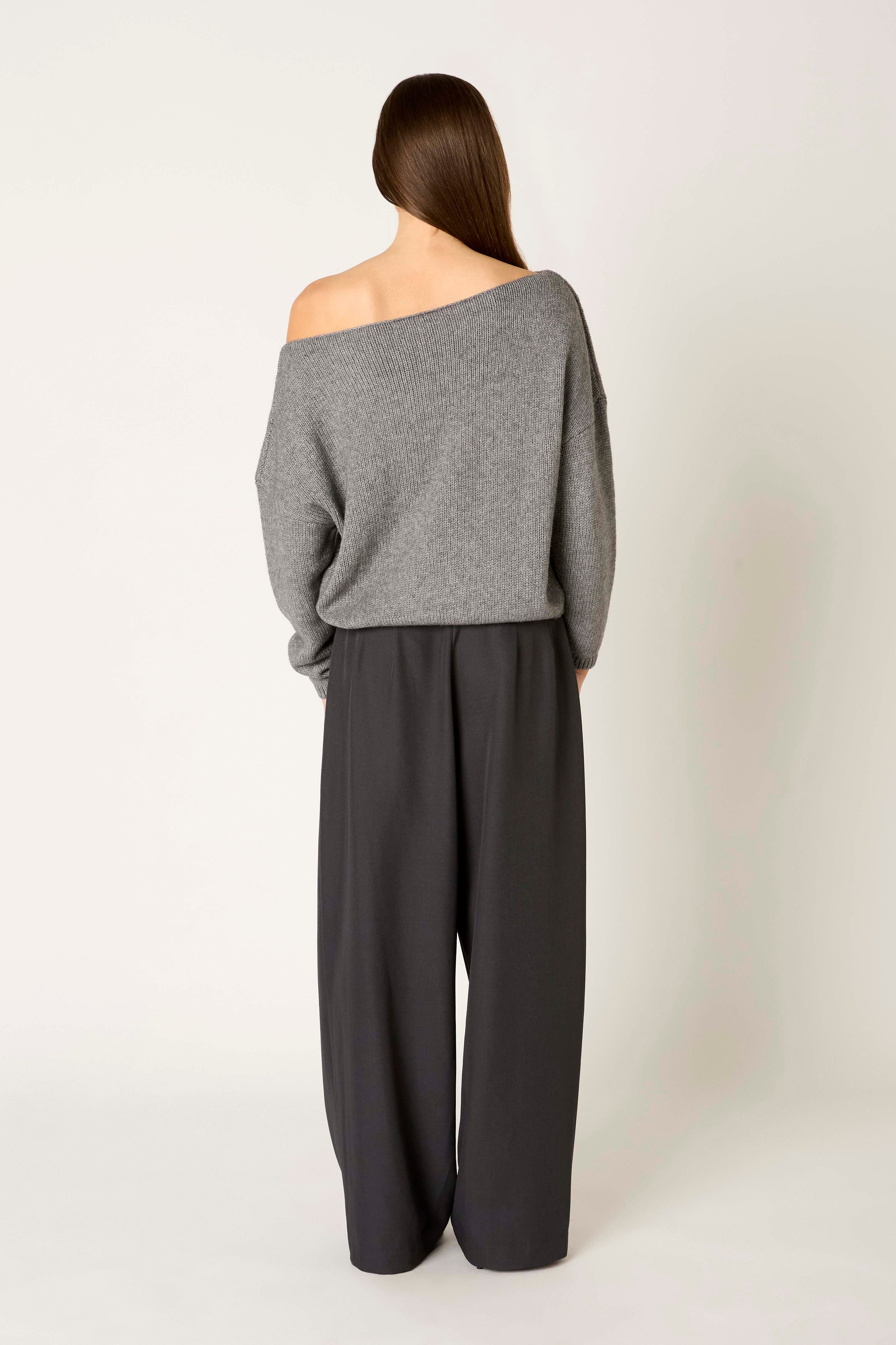 Nightmoor Sweater in heather grey back view