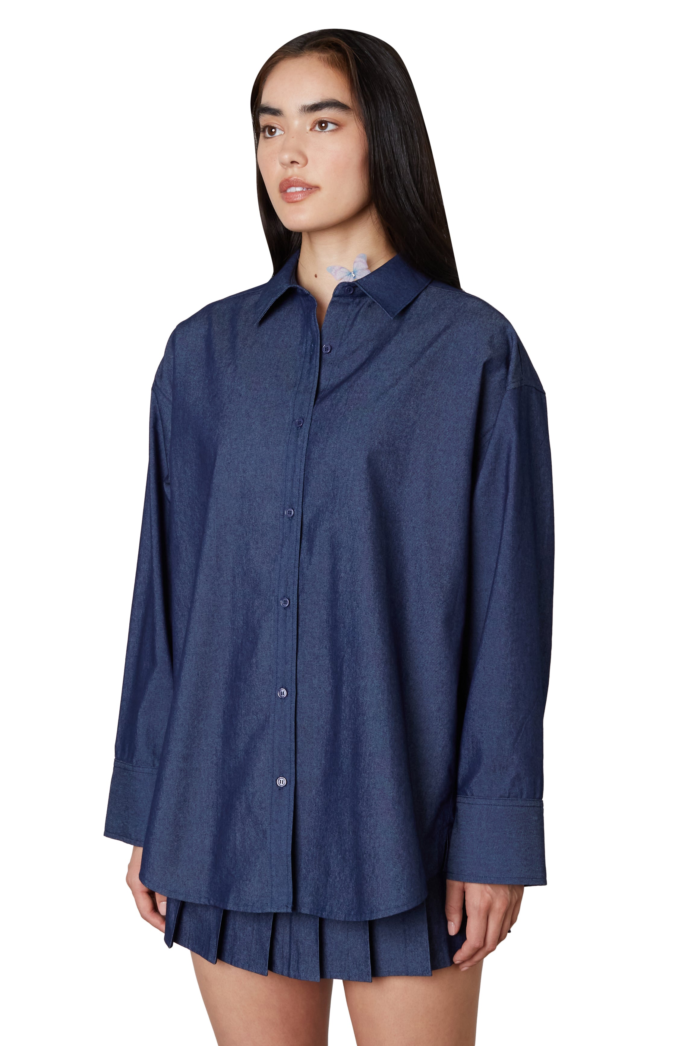 【RePLAY×no.】OVERSIZE DENIM SHIRTS インディゴ Chequered indigo denim shirt Medium blue | Replay Jeans