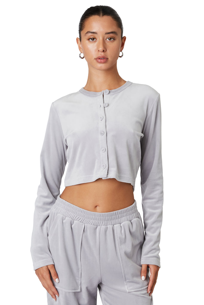 Fog velour cropped long sleeve front