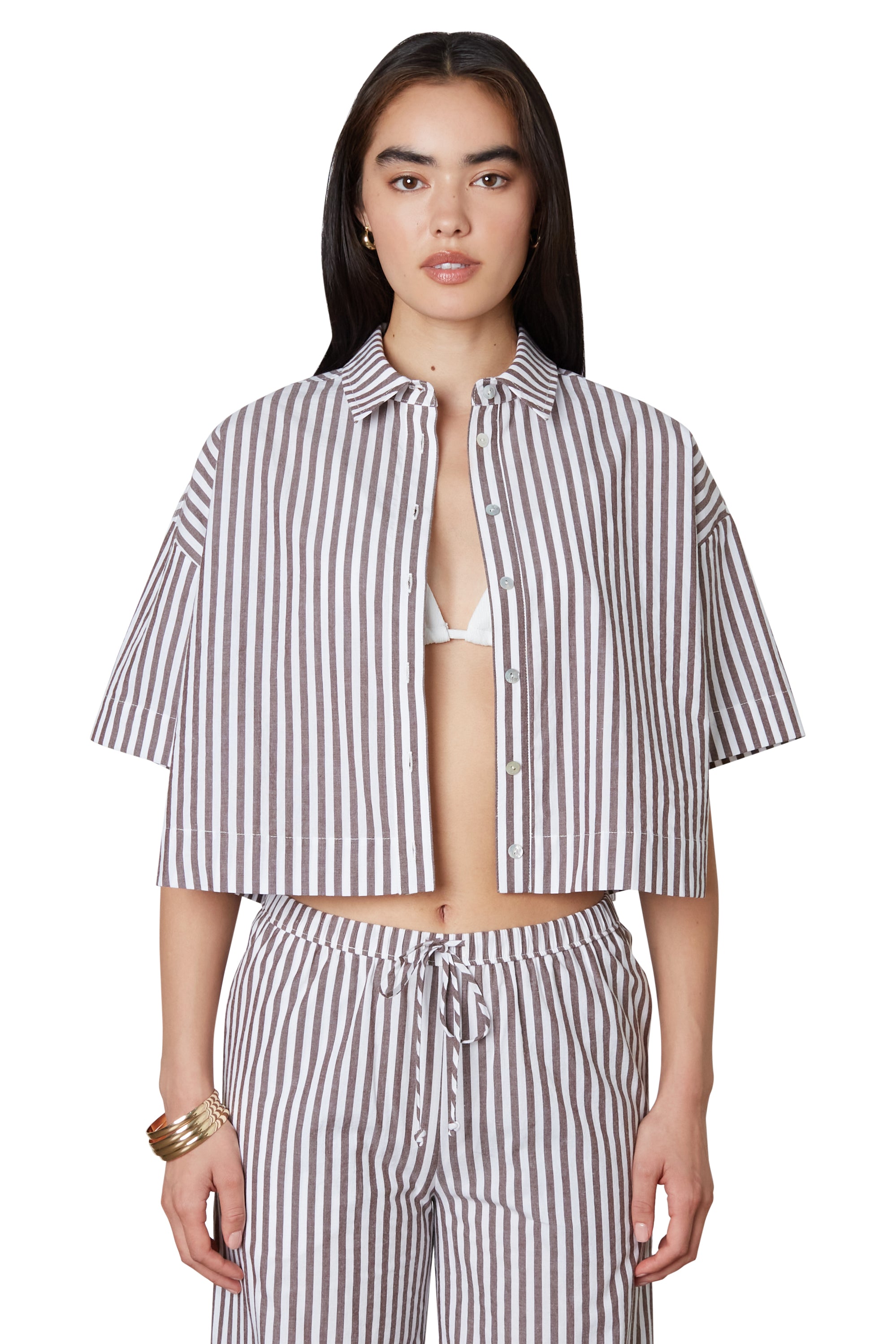 Angela Shirt in Brown Front