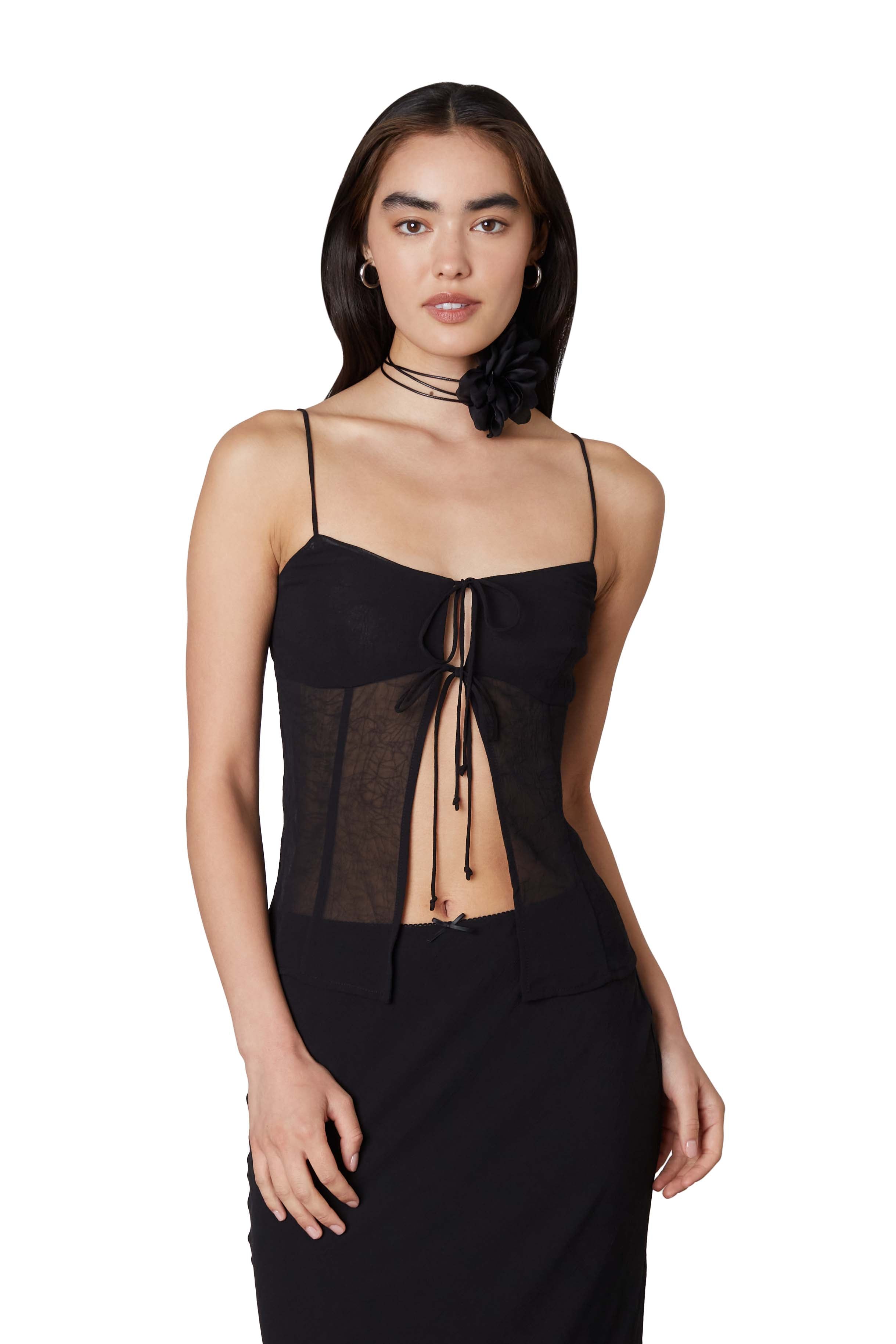Mia Top in Black Front View