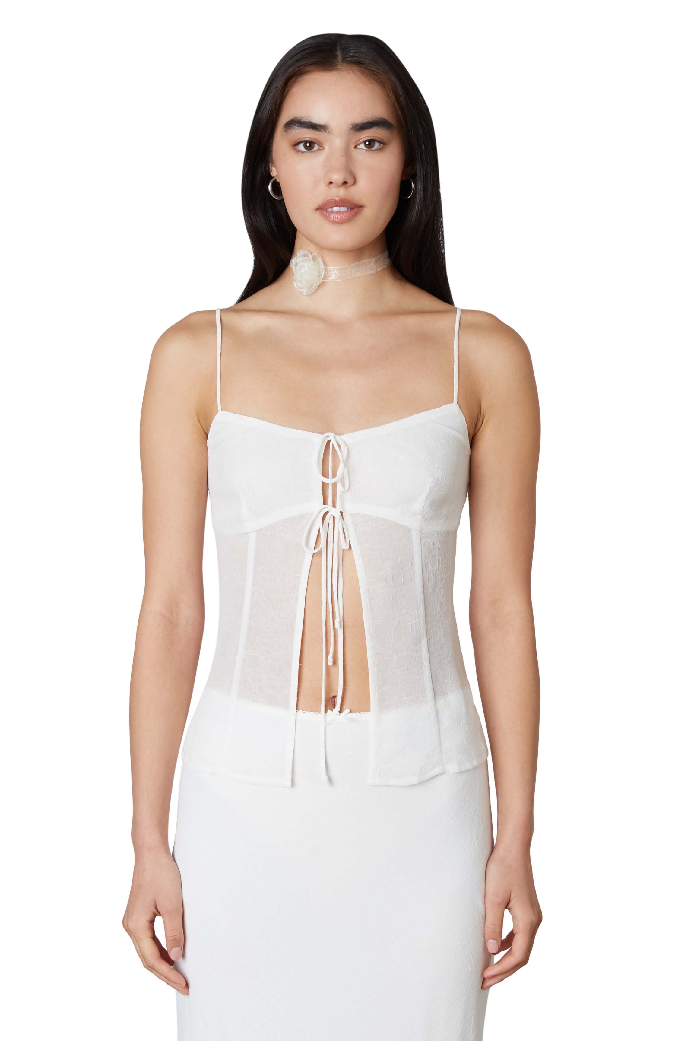 Mia Top in White Front View