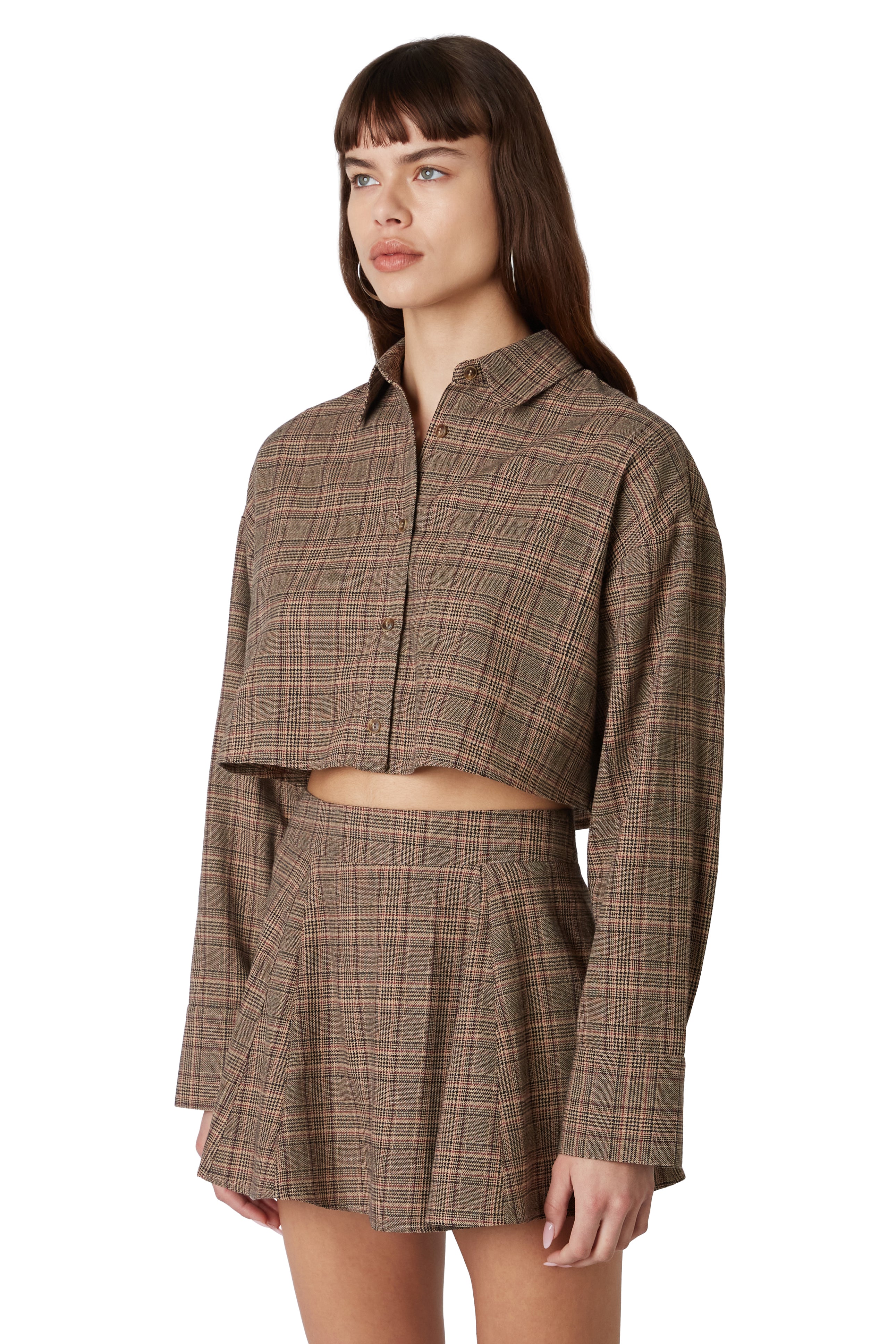 Austin Shirt in Tan/Wine side view