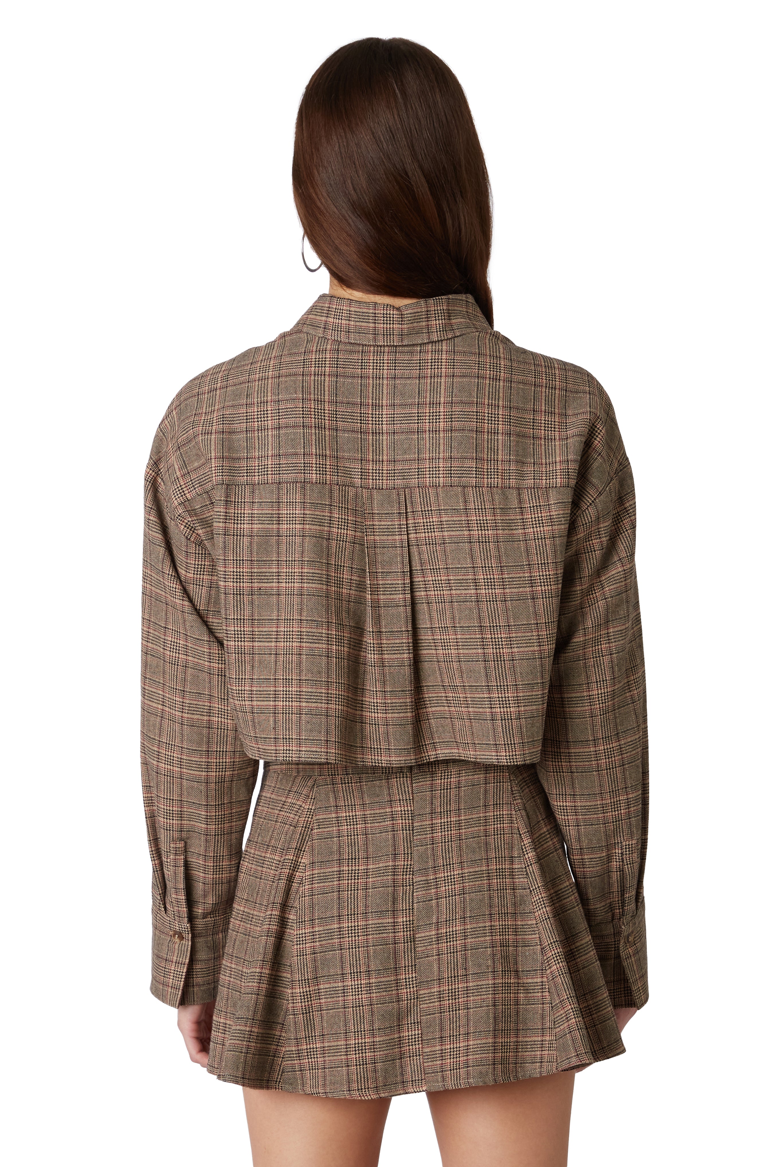 Austin Shirt in Tan/Wine back view