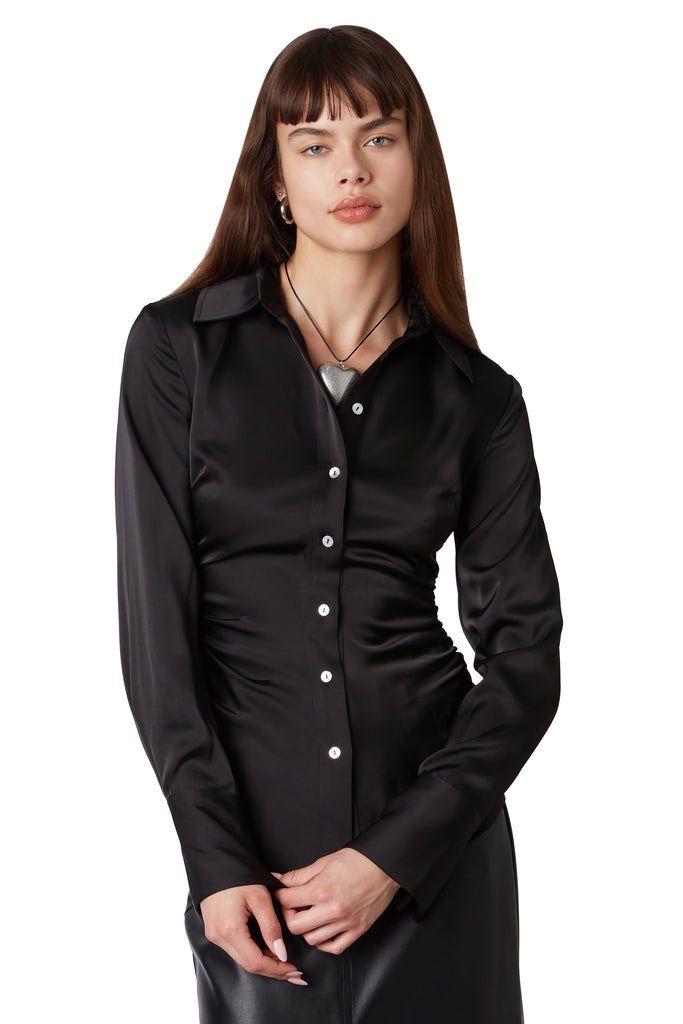 Briar Shirt in Black front view 2