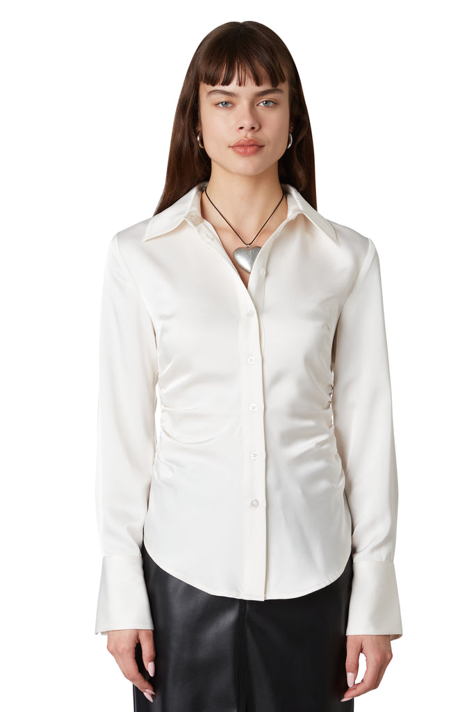 Briar Shirt in Ivory front view 