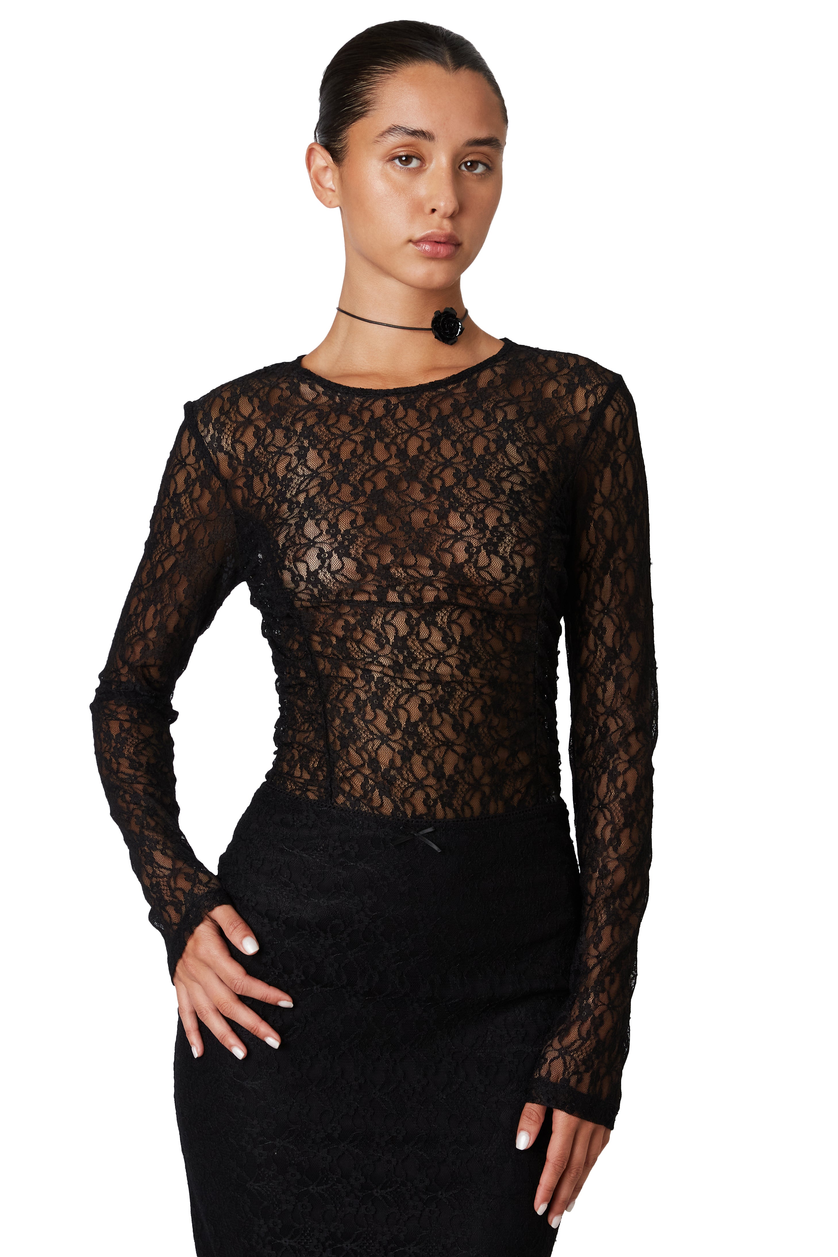 Pisces Top in black front view 2