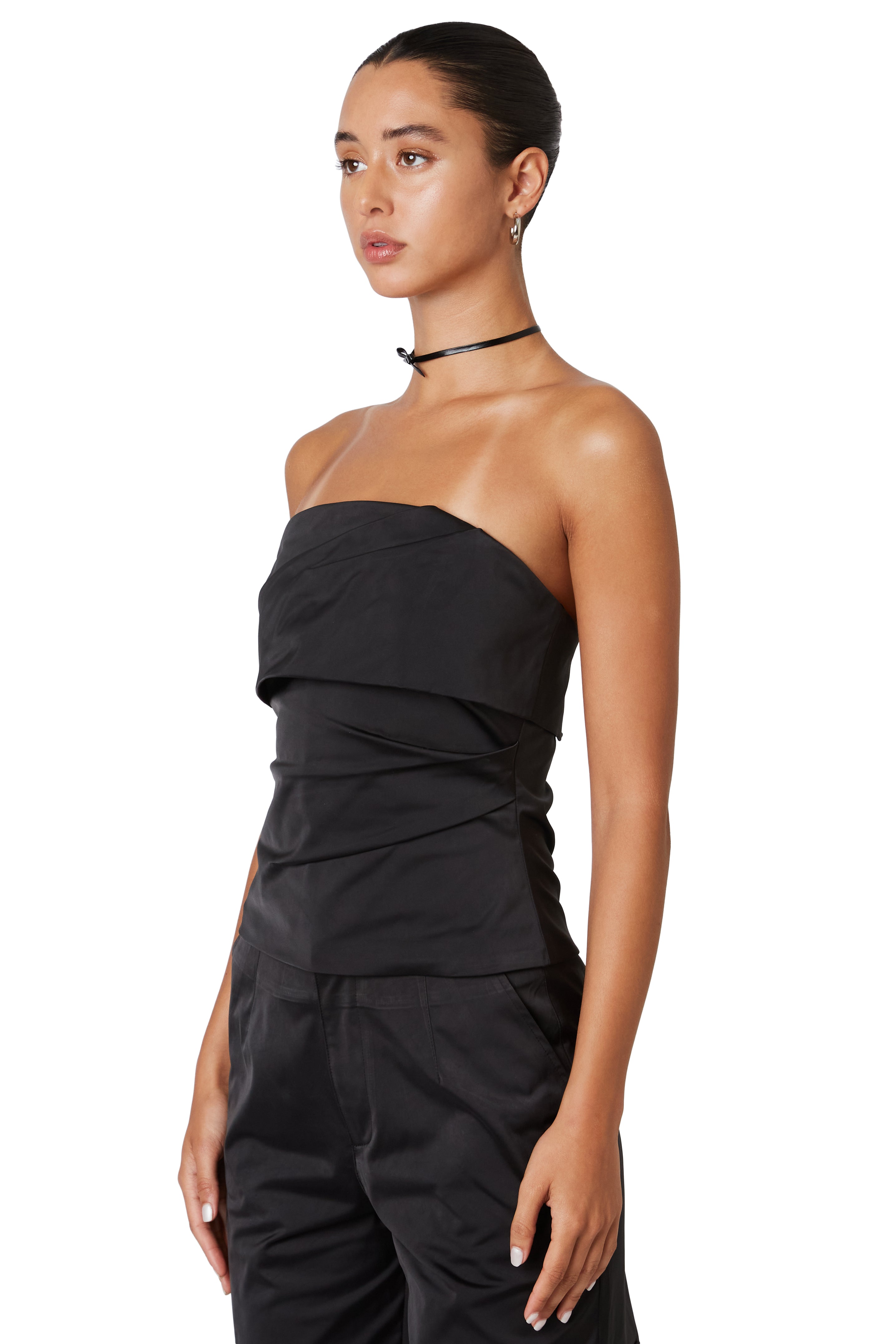 black strapless top side