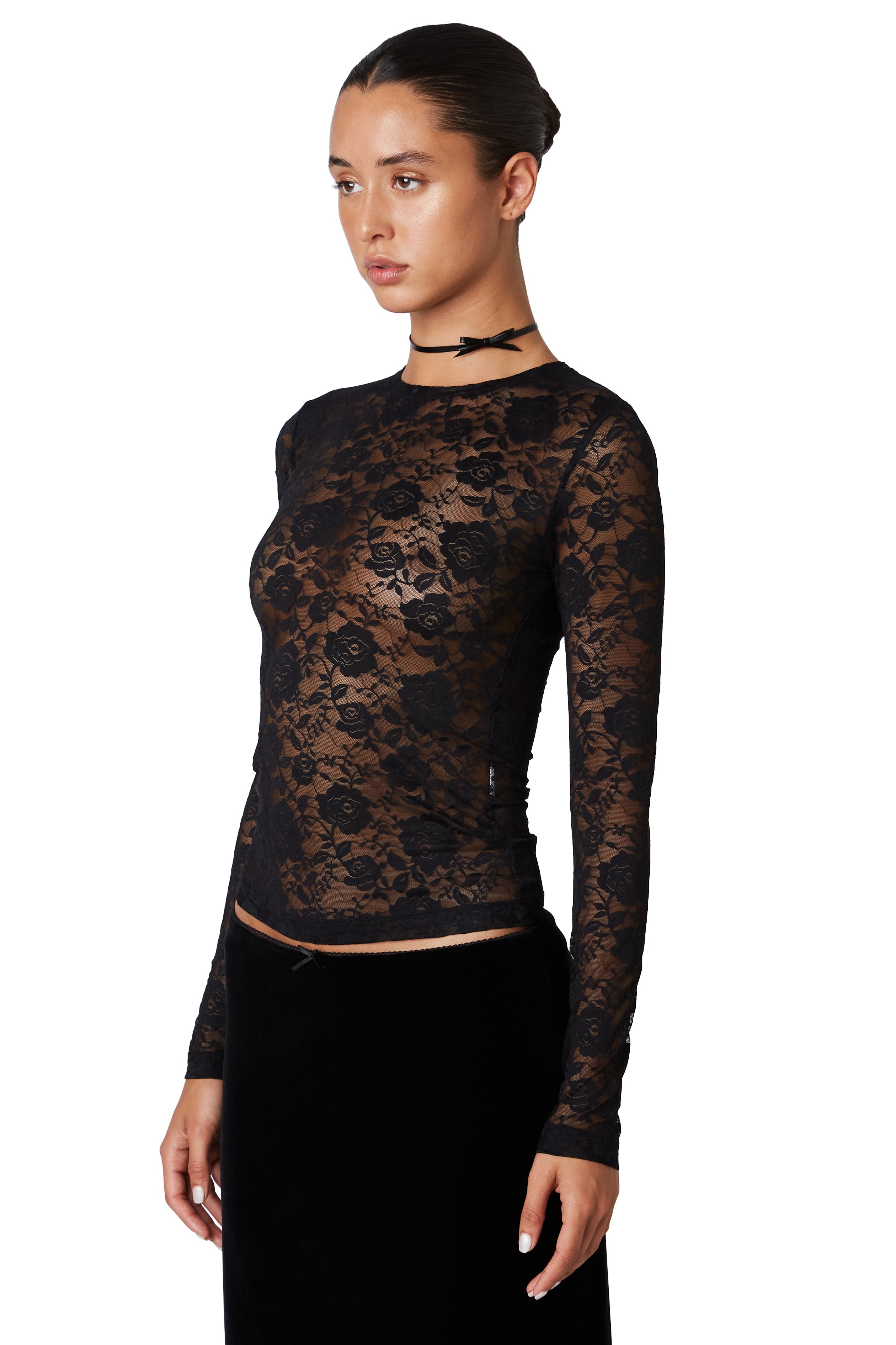 Fox Lace Top IN BLACK SIDE VIEW