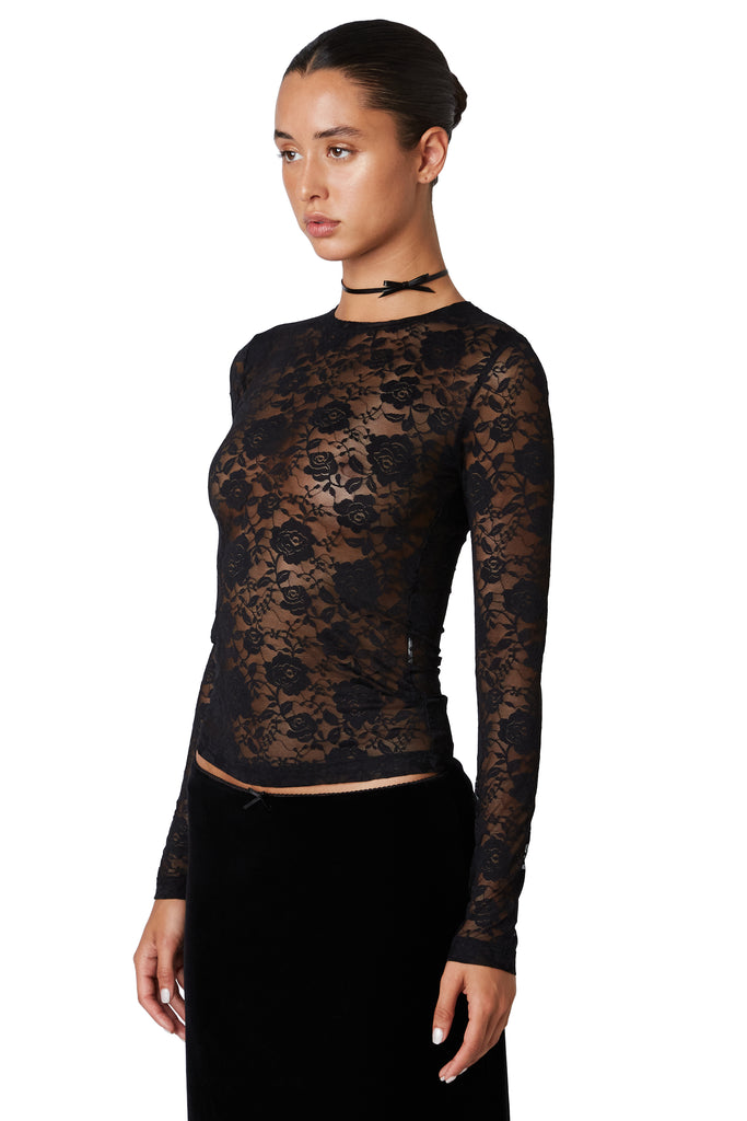 Fox Lace Top IN BLACK SIDE VIEW