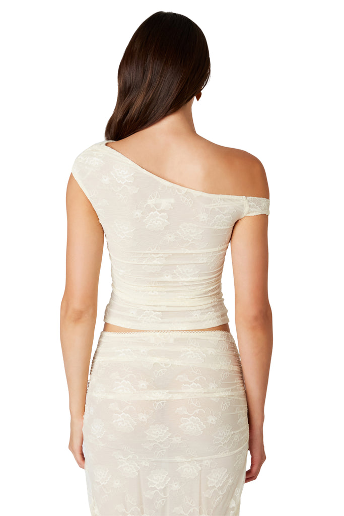 Rose top in ivory back view 