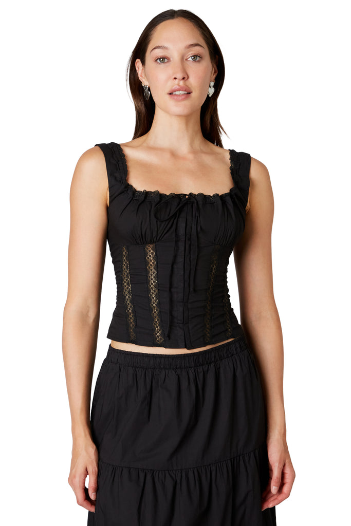 Delilah Top in black front view