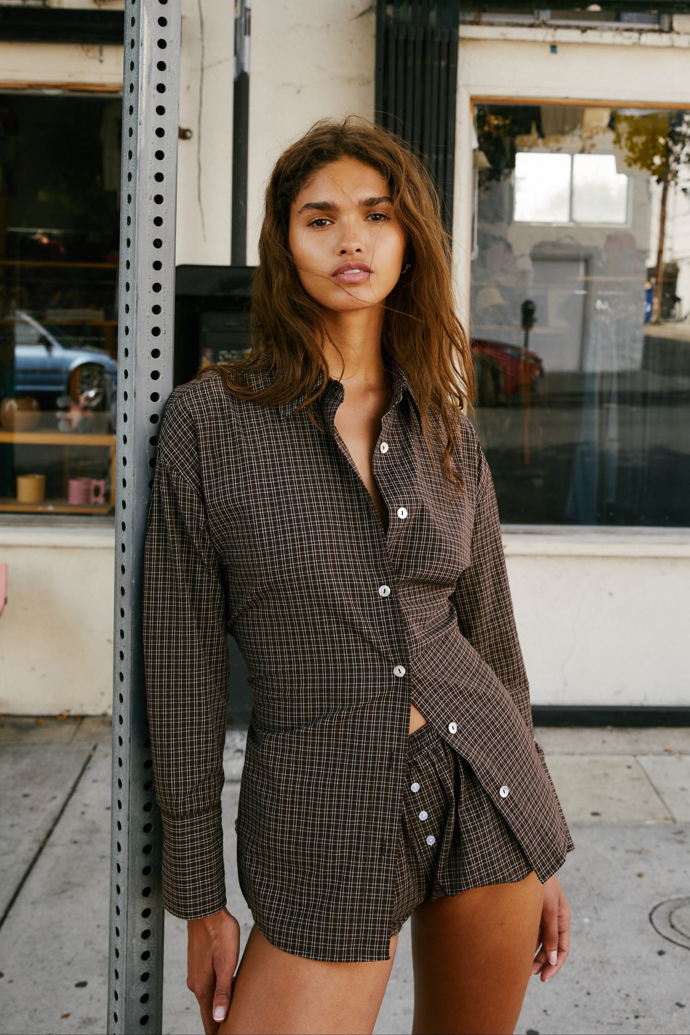 Jules Top in brown front view