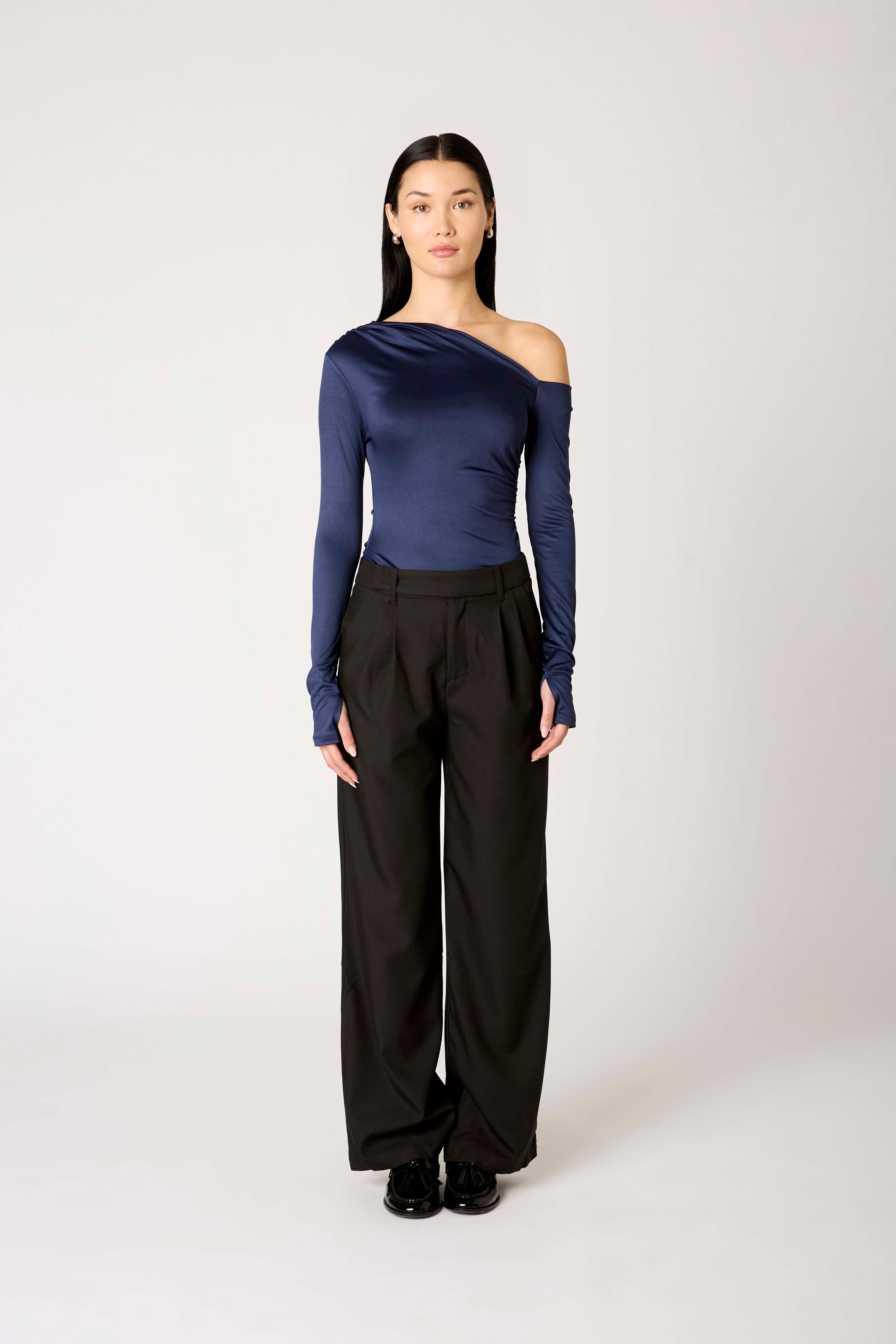 Cleo Top in navy front view