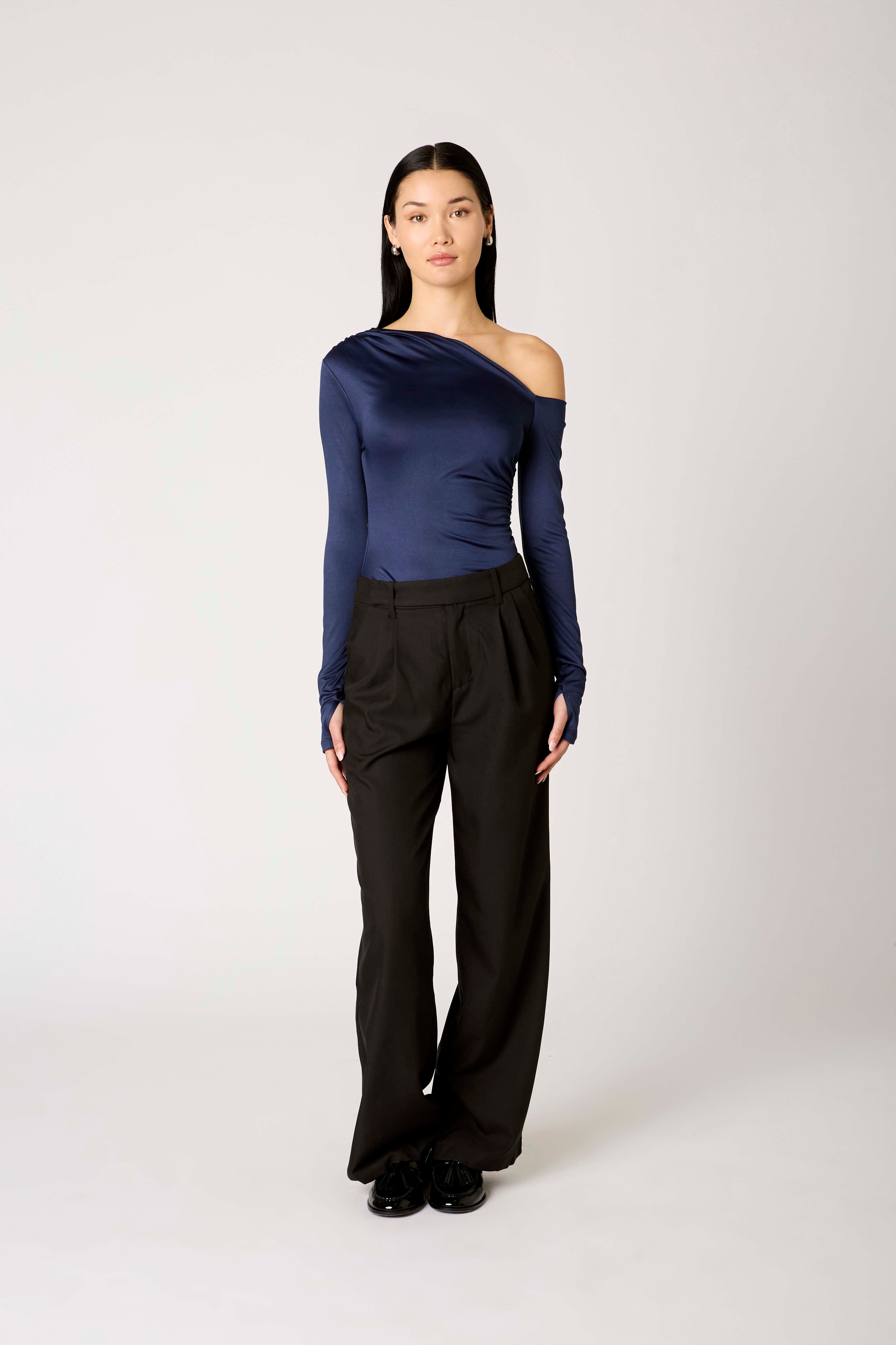 Cleo Top in navy front view