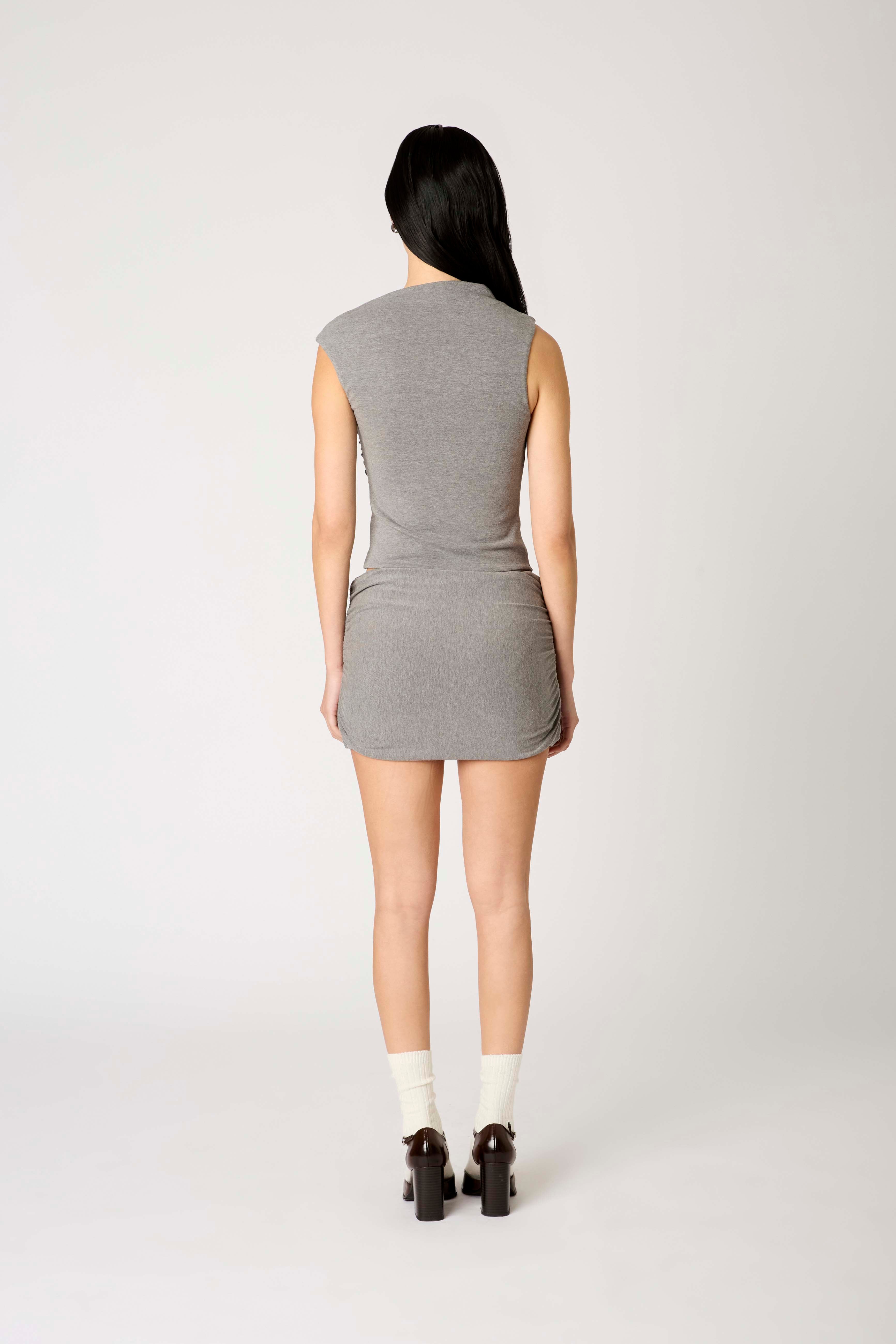 Marge Top in heather grey back view