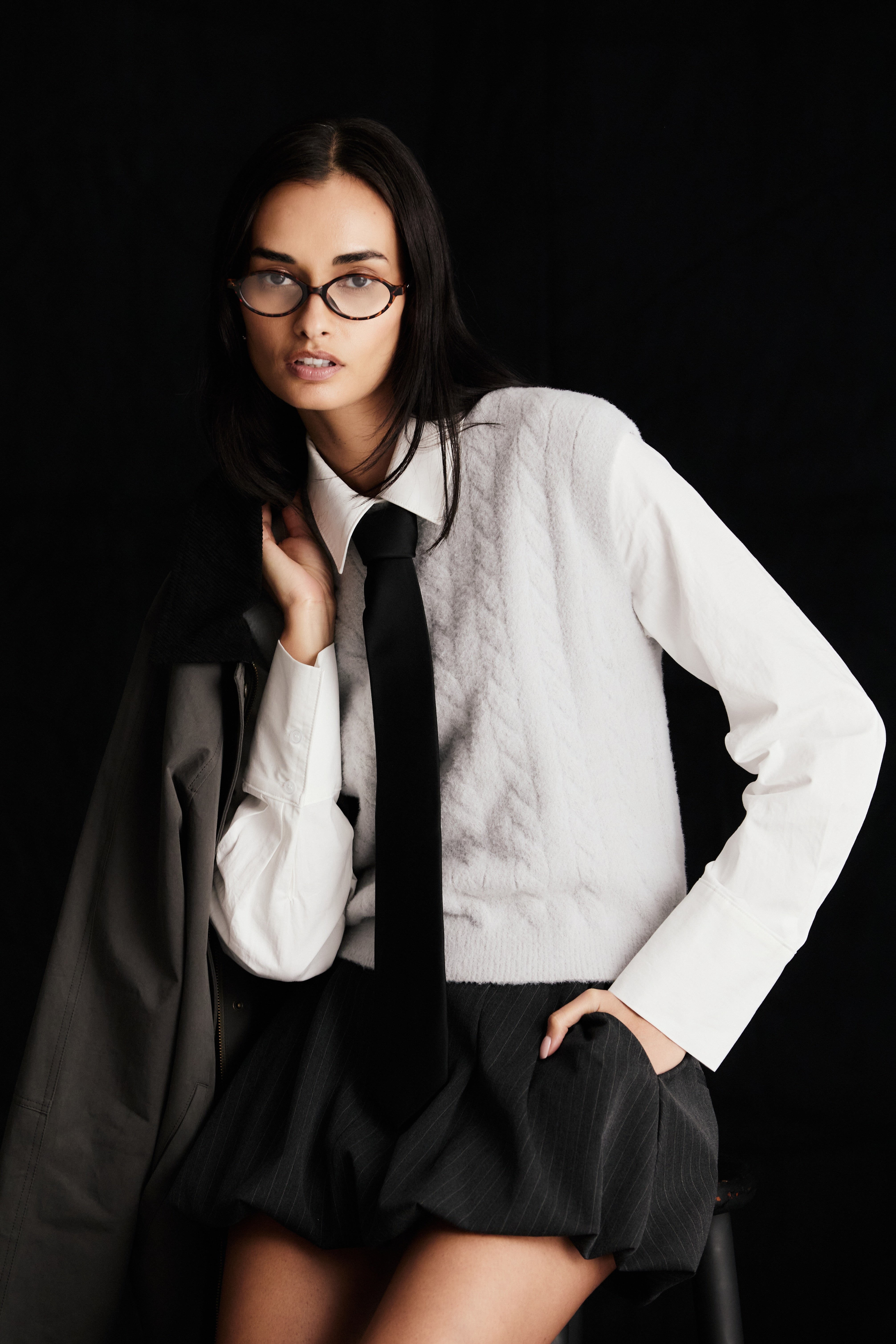 Evie Sweater Vest in silver front view