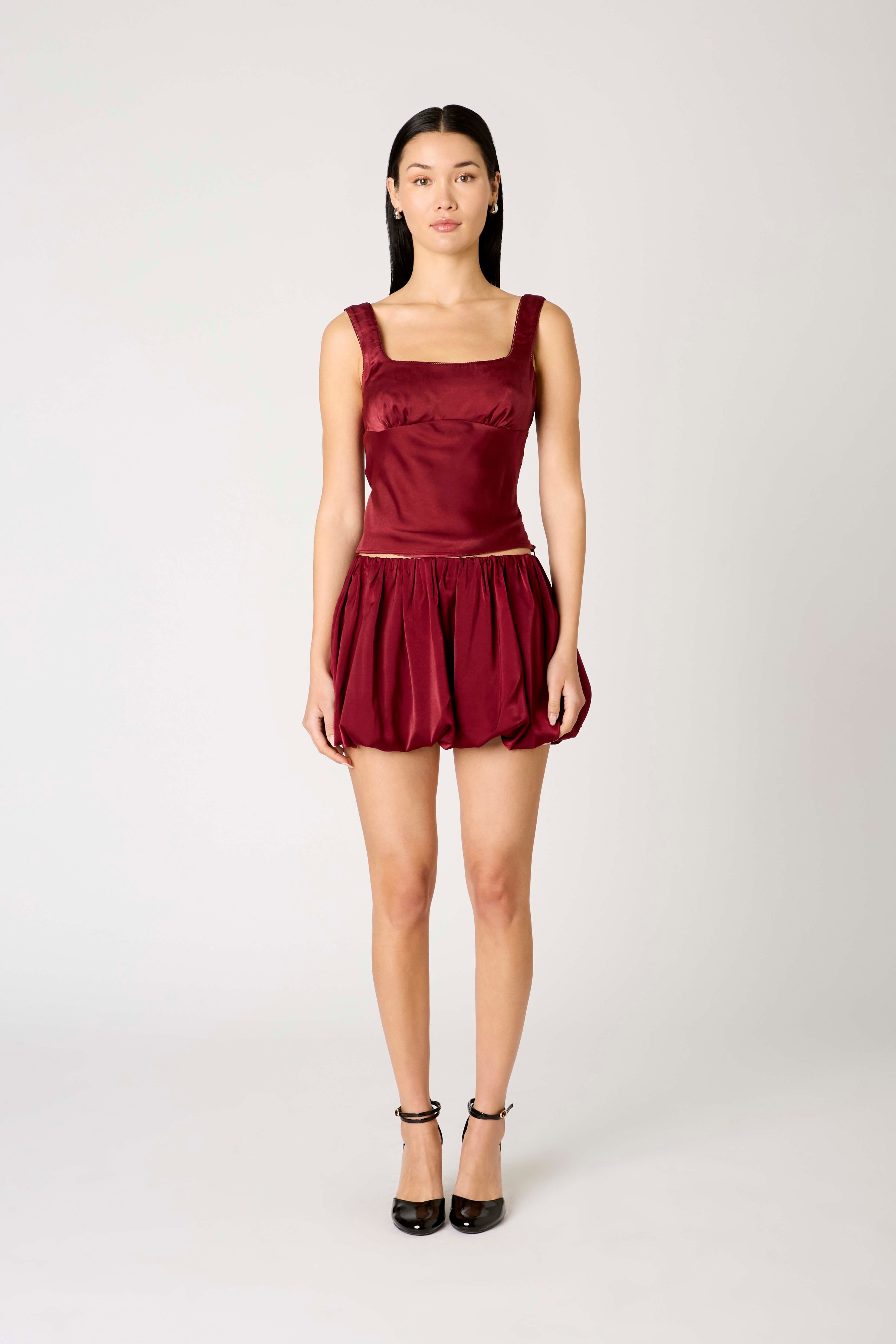 Lilou Top in oxblood front view