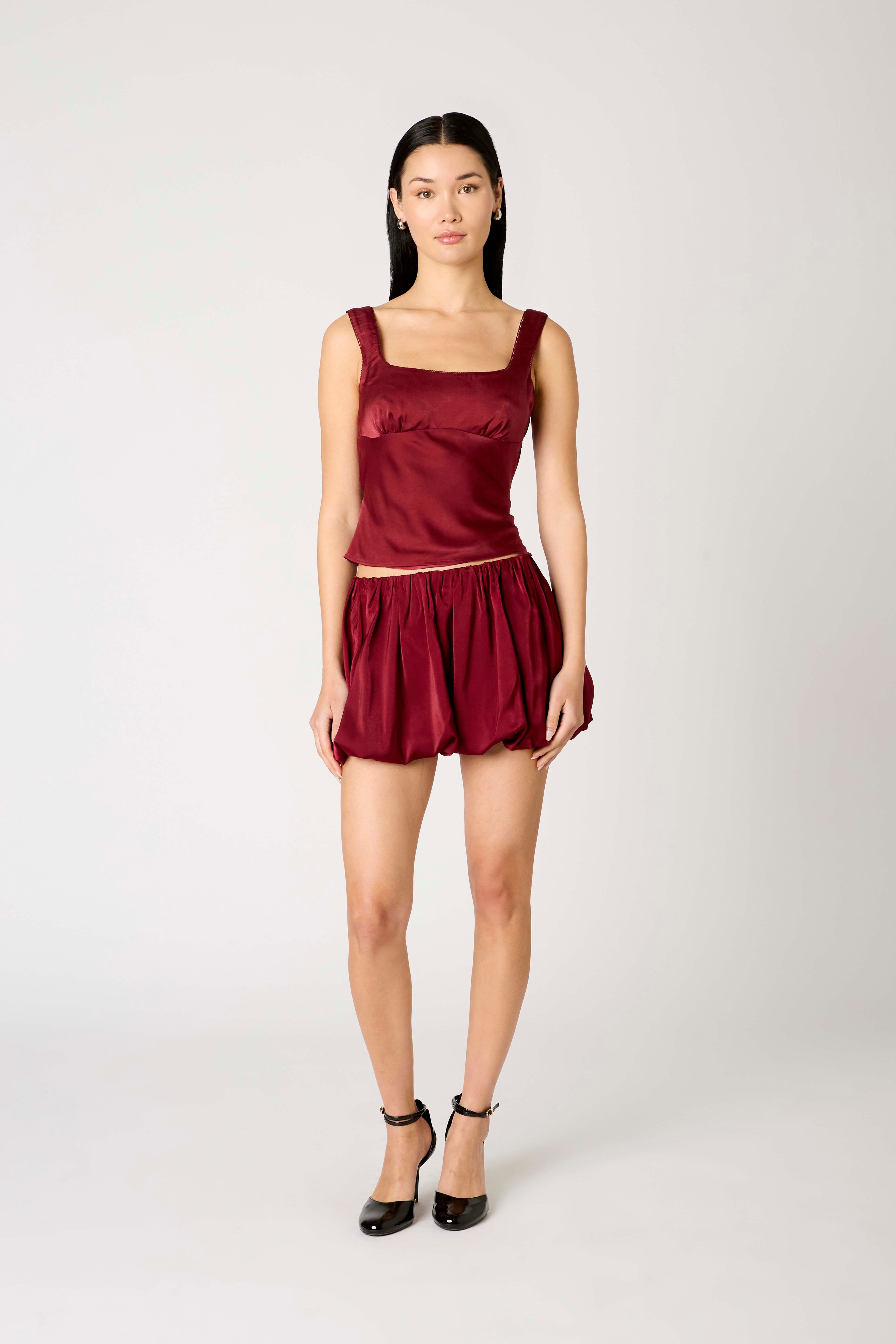 Lilou Top in oxblood front view