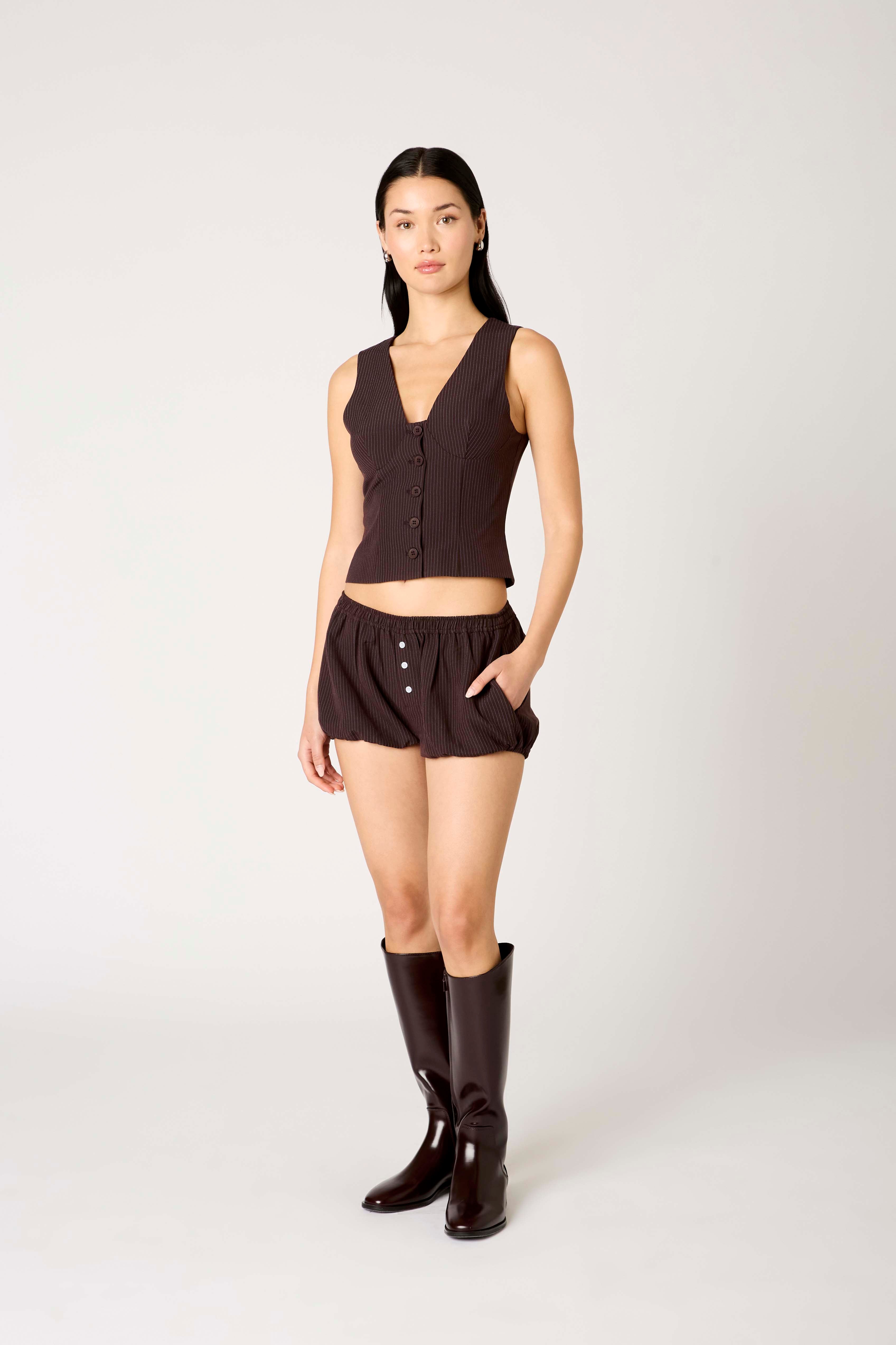 Renata Top in brown side view