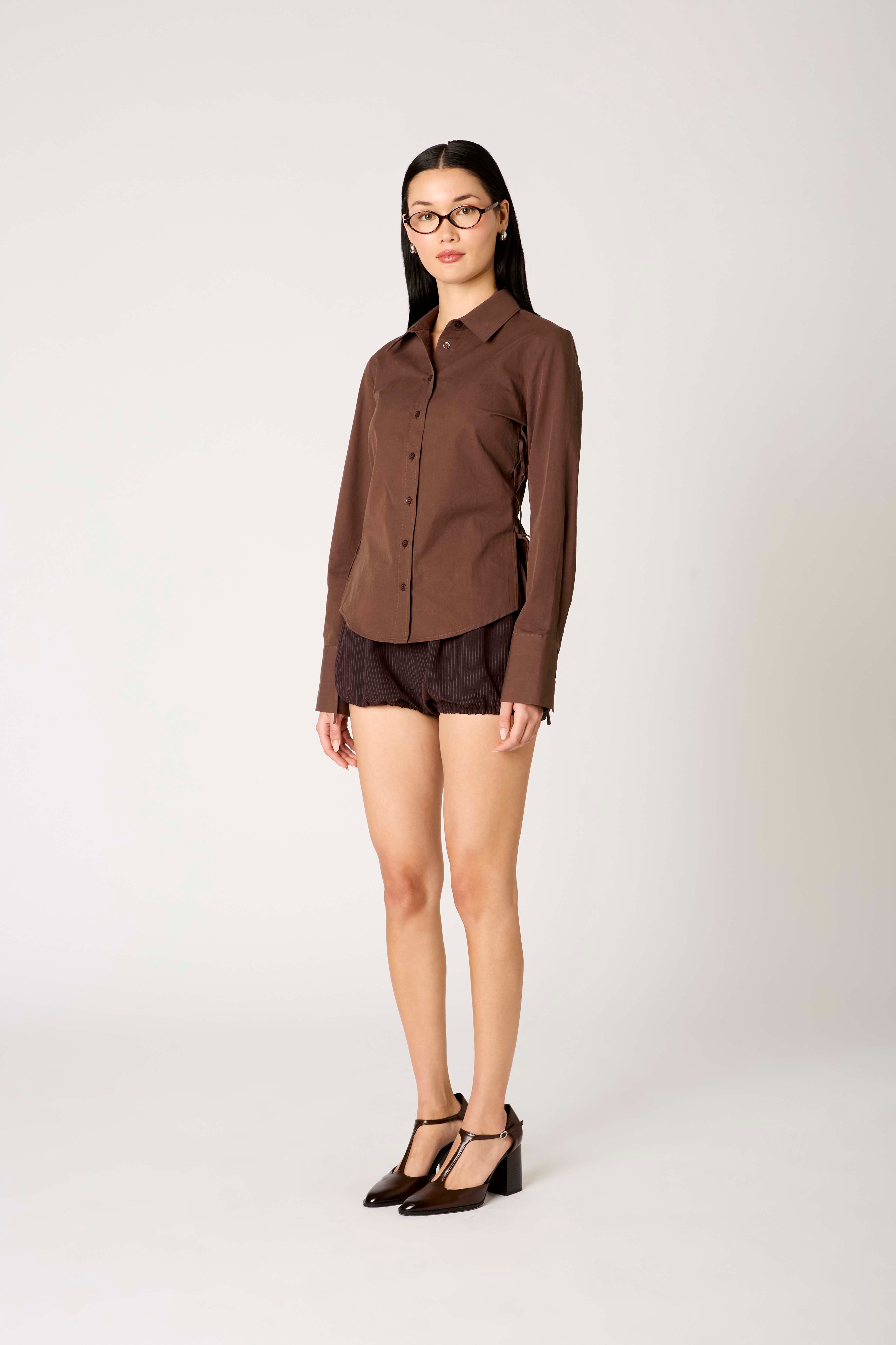 Alara Shirt in brown side view