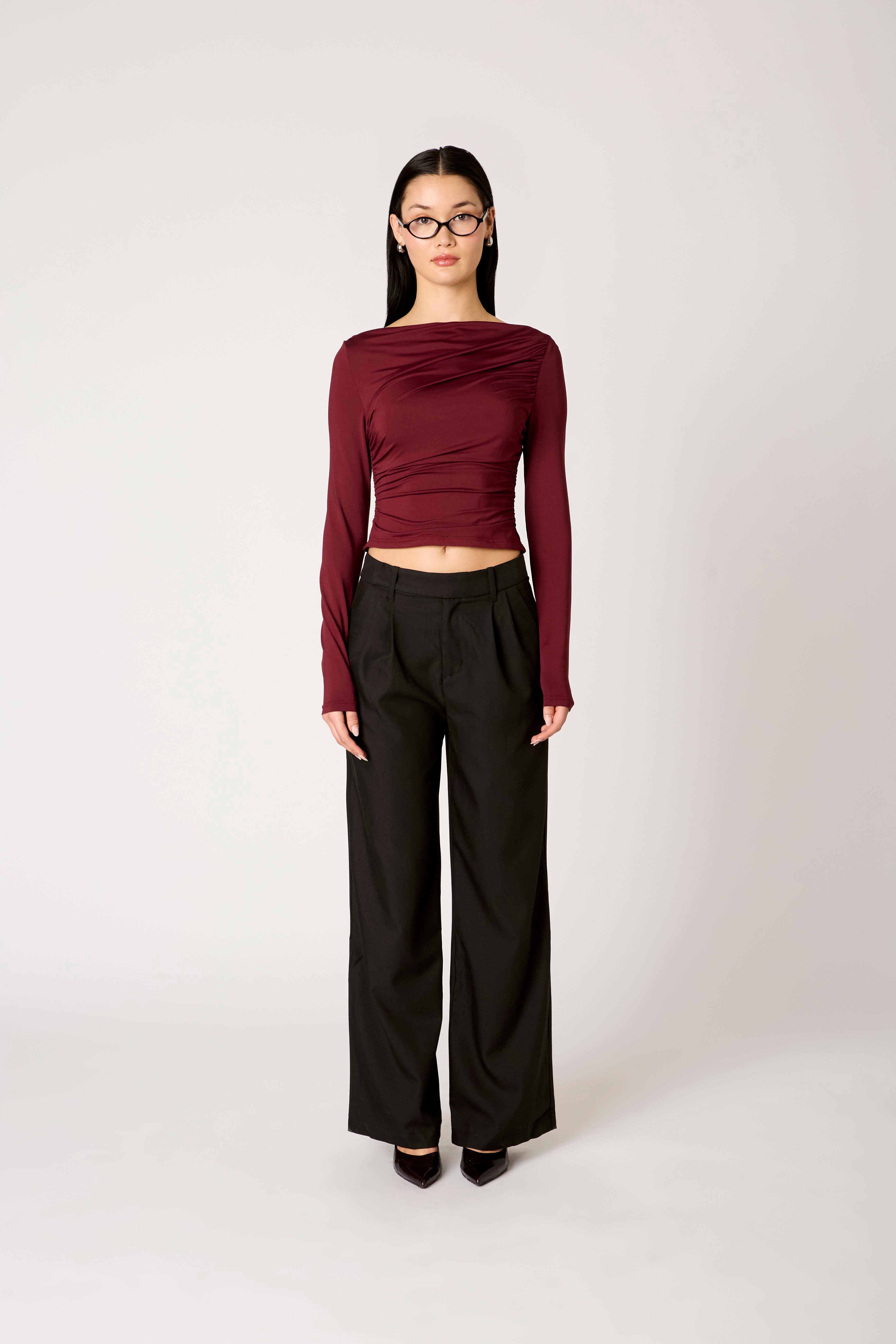 Isabeau Top in chianti front view