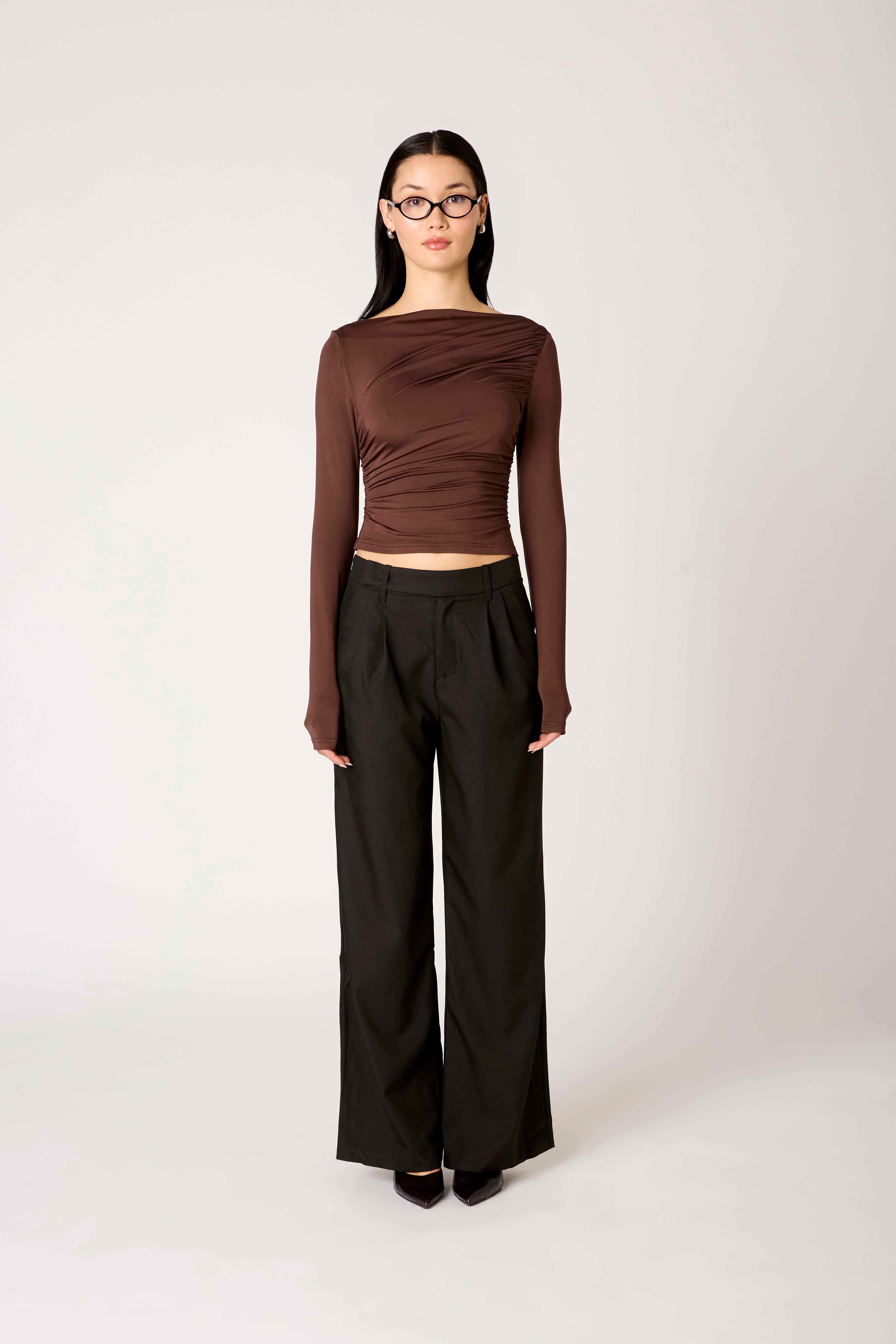 Isabeau Top in espresso front view