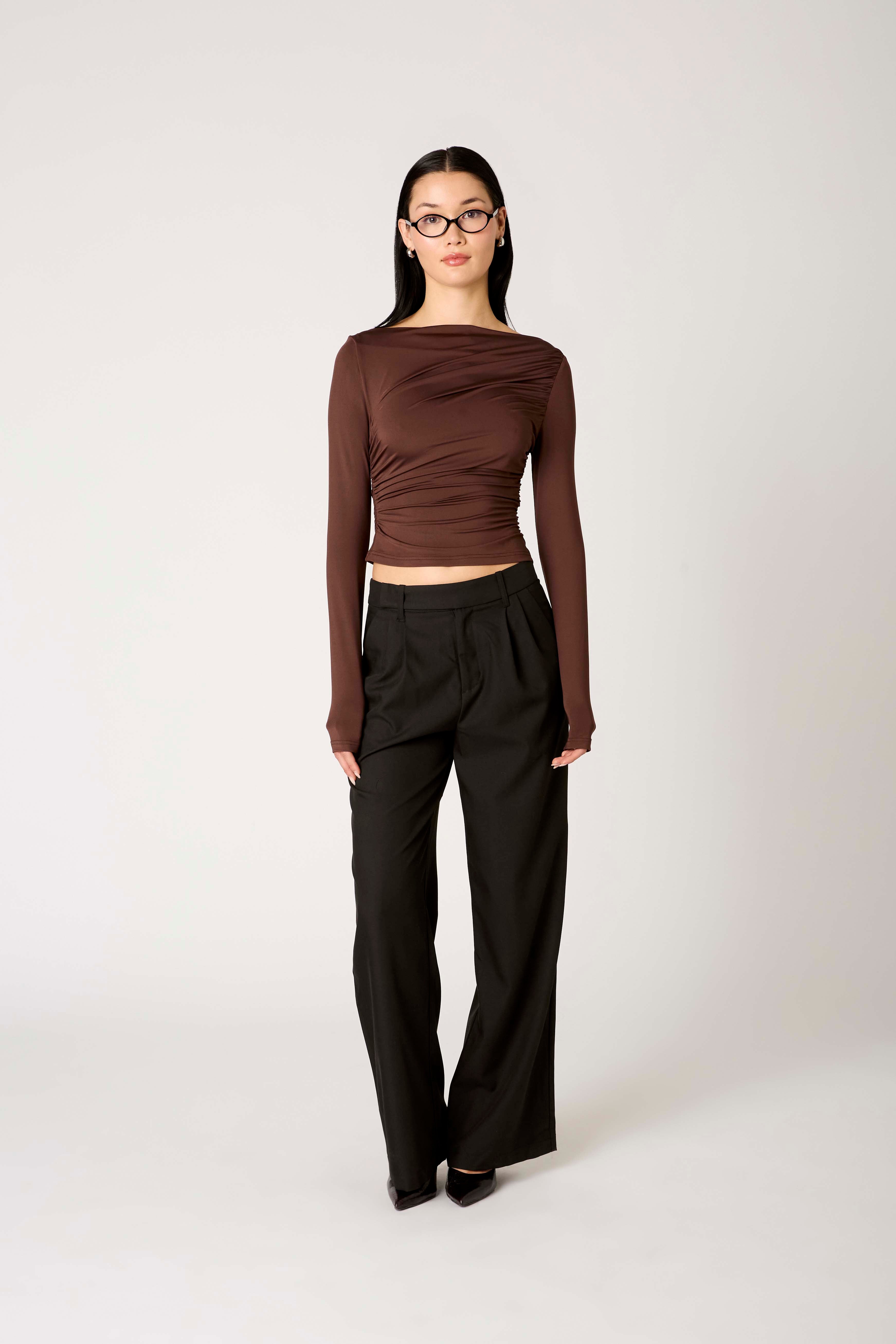 Isabeau Top in espresso front view