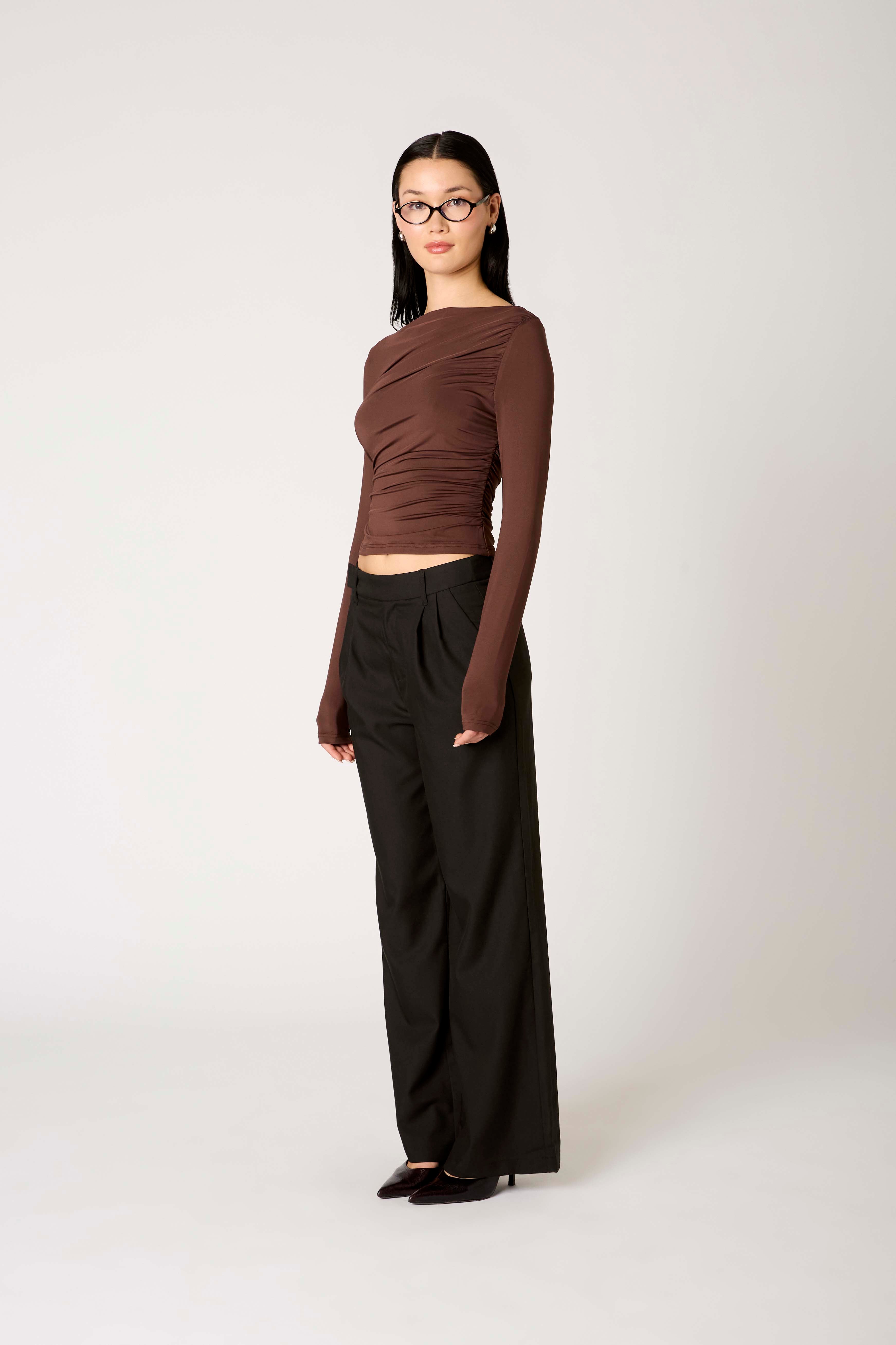 Isabeau Top in espresso side view