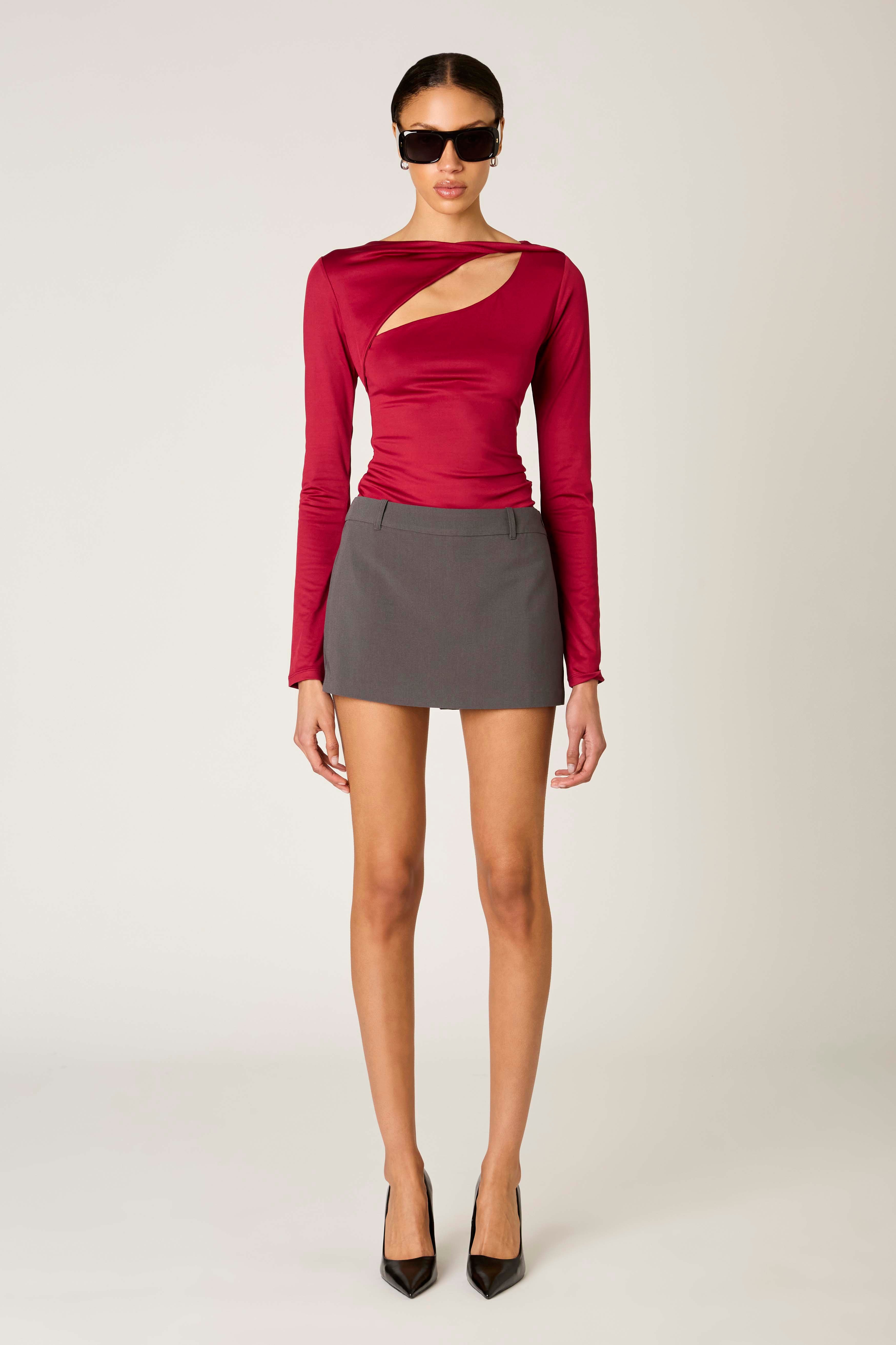 San Vicente Top in cranberry front view 