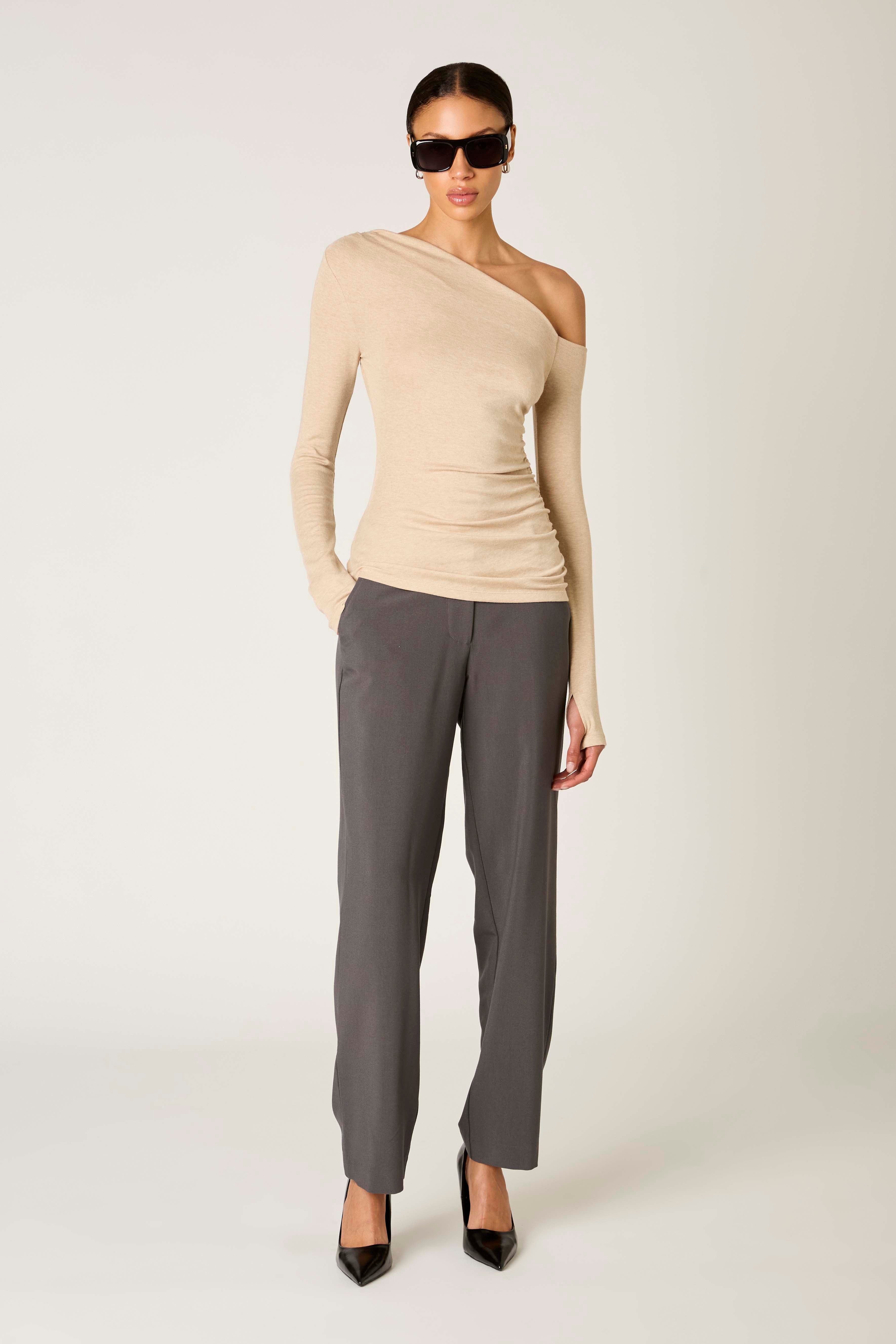 Cleo Top in oatmeal front view