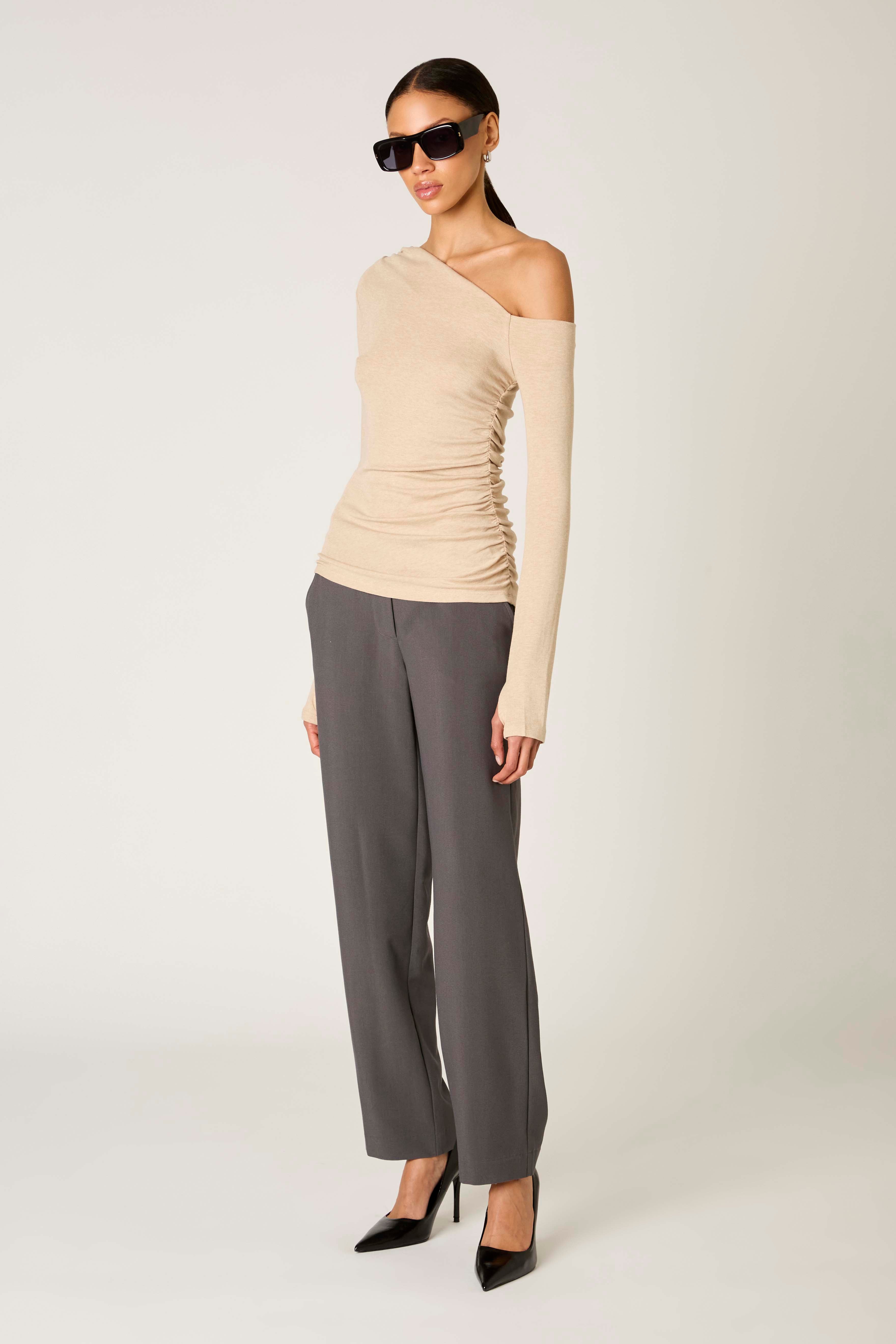 Cleo Top in oatmeal side view