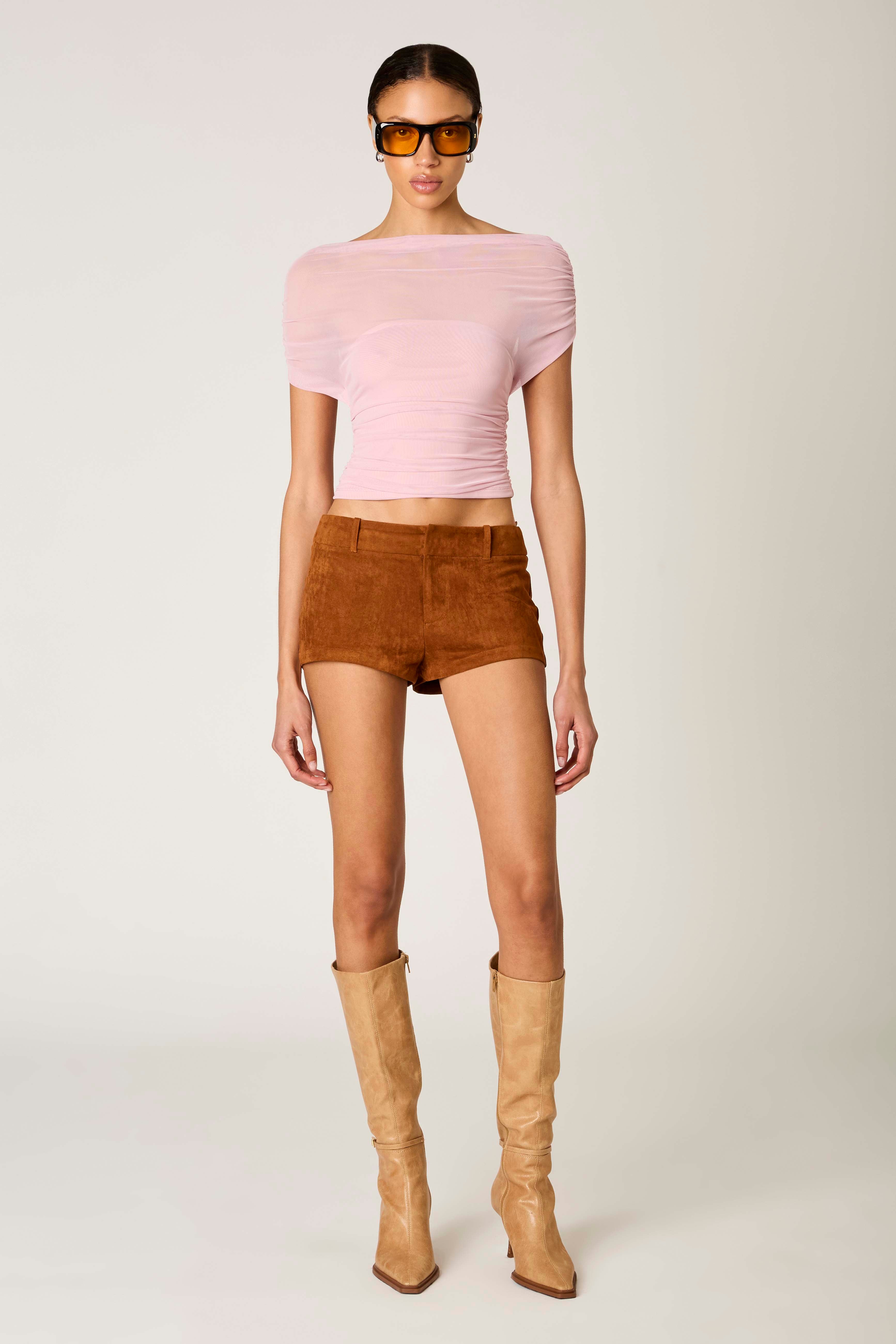 Yale Top in cameo pink front view