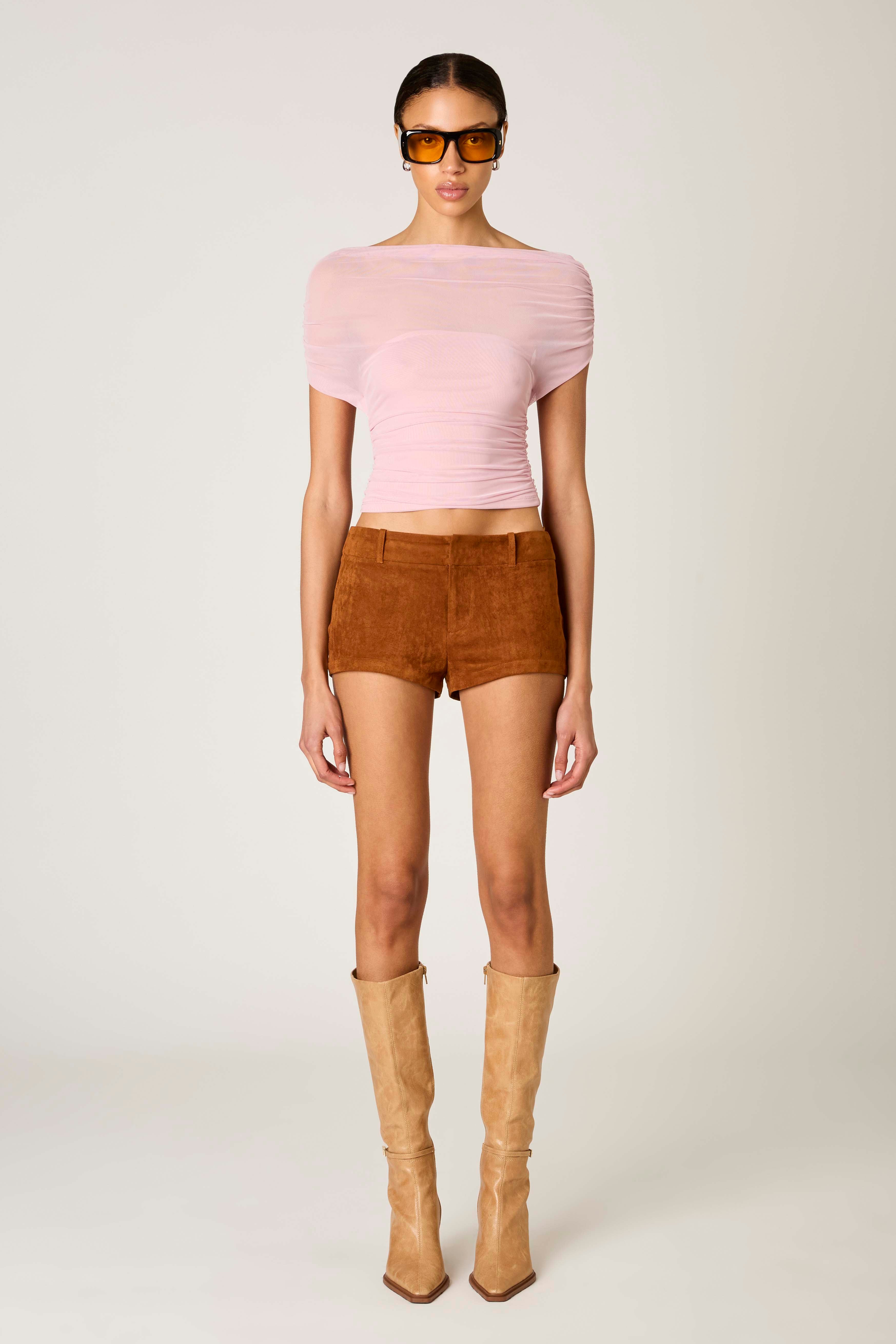 Yale Top in cameo pink front view