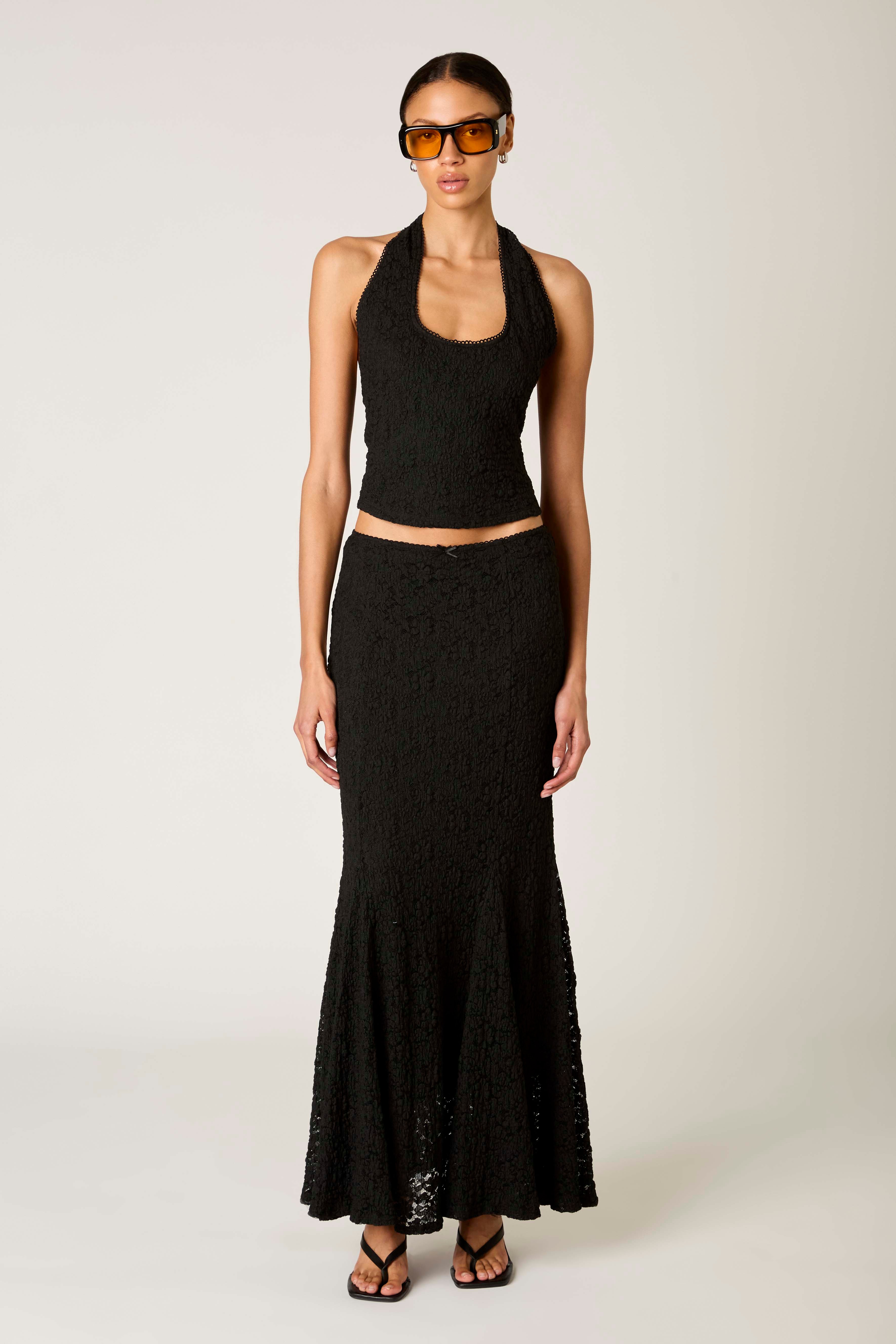 Olive Top in black front view