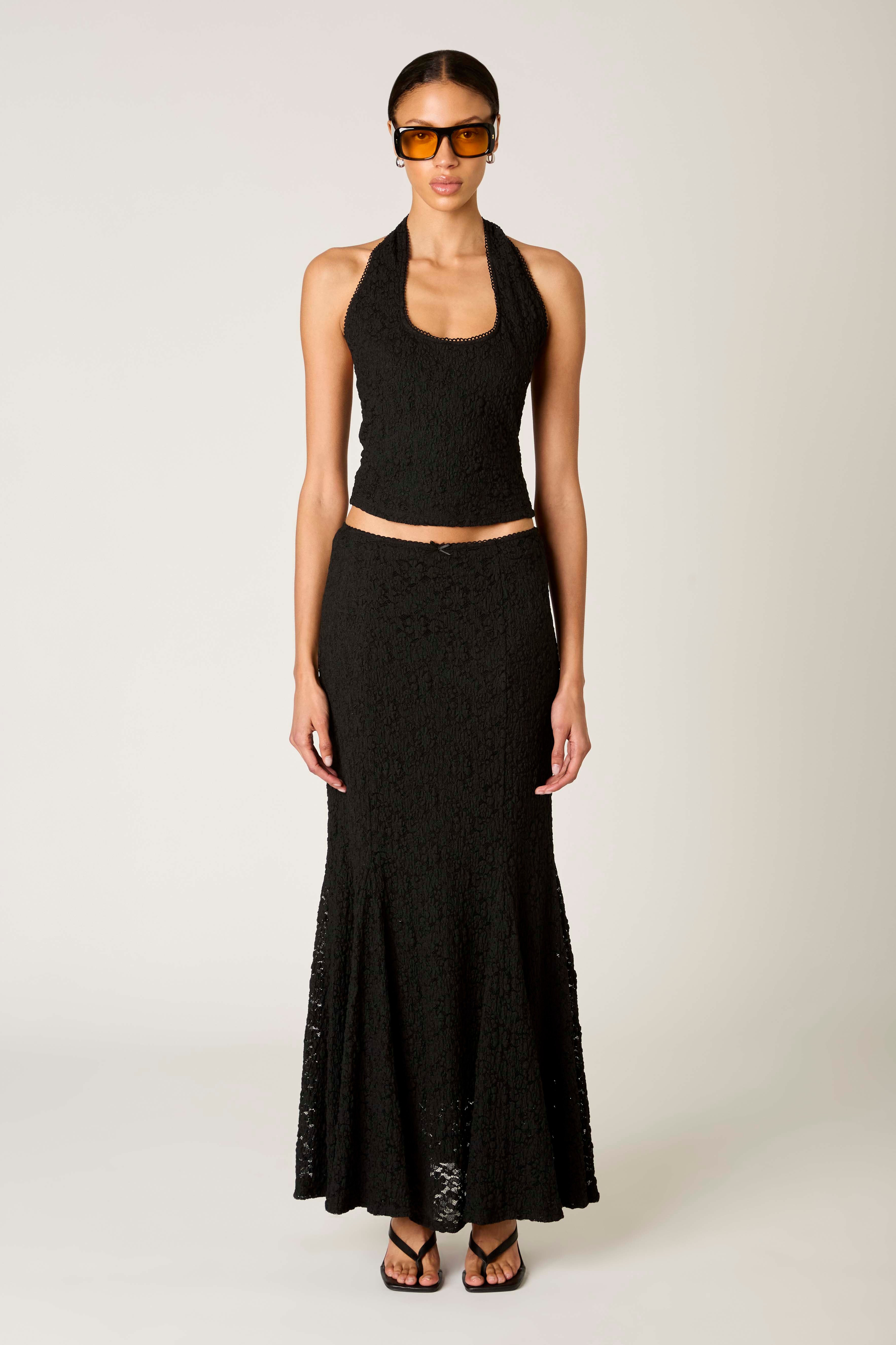 Olive Top in black front view