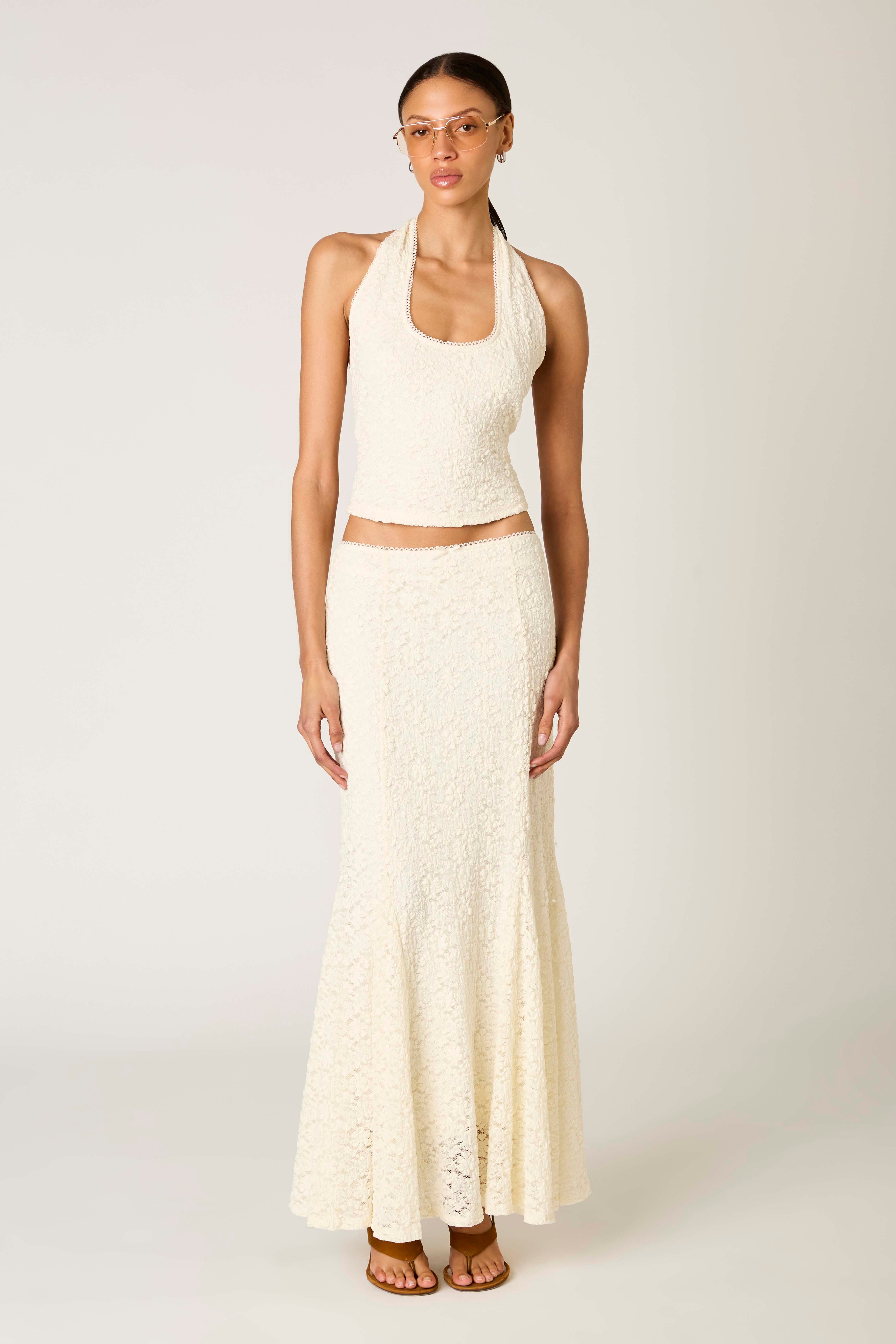 Olive Top in ivory front view