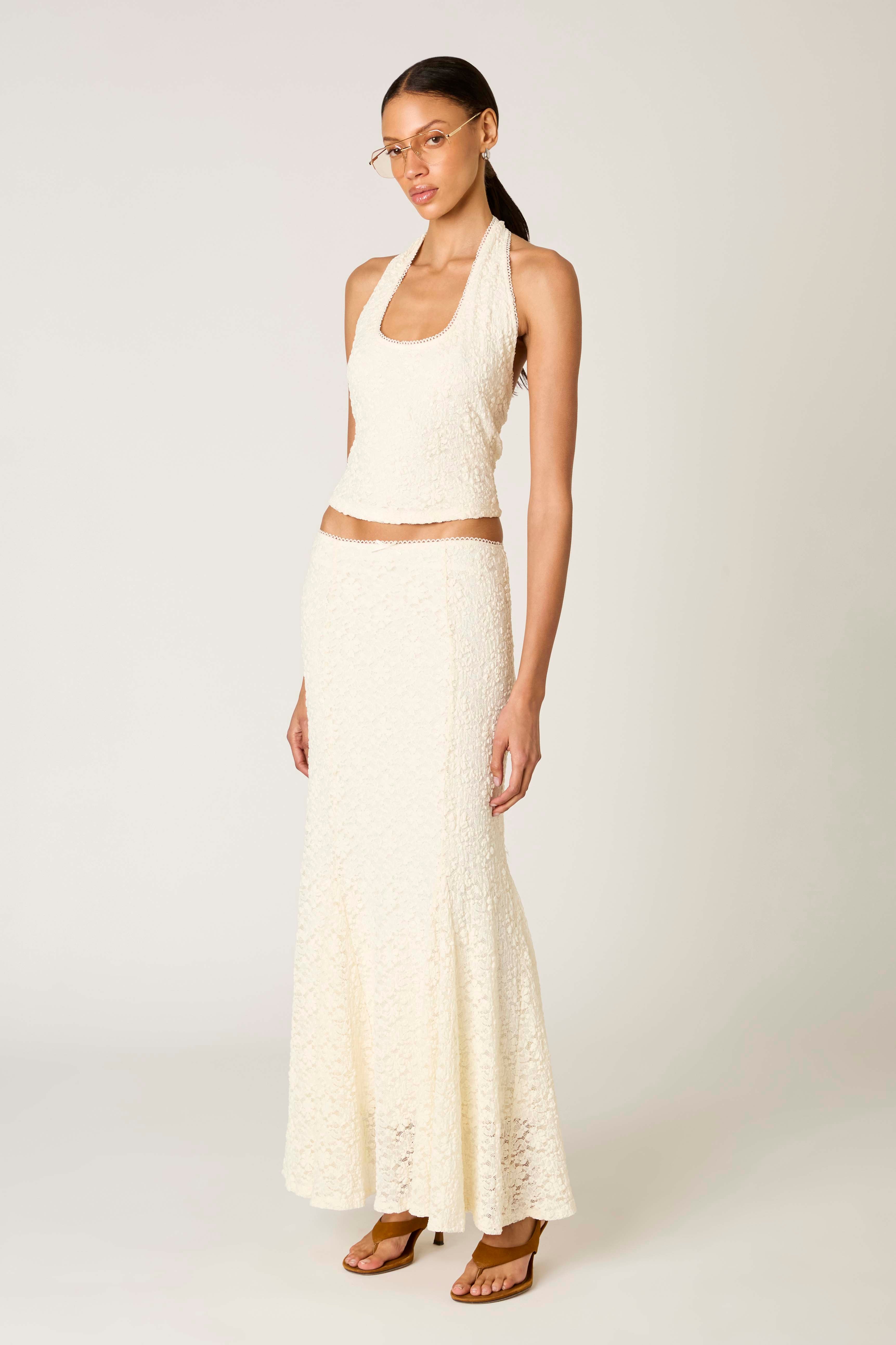 Olive Top in ivory side view