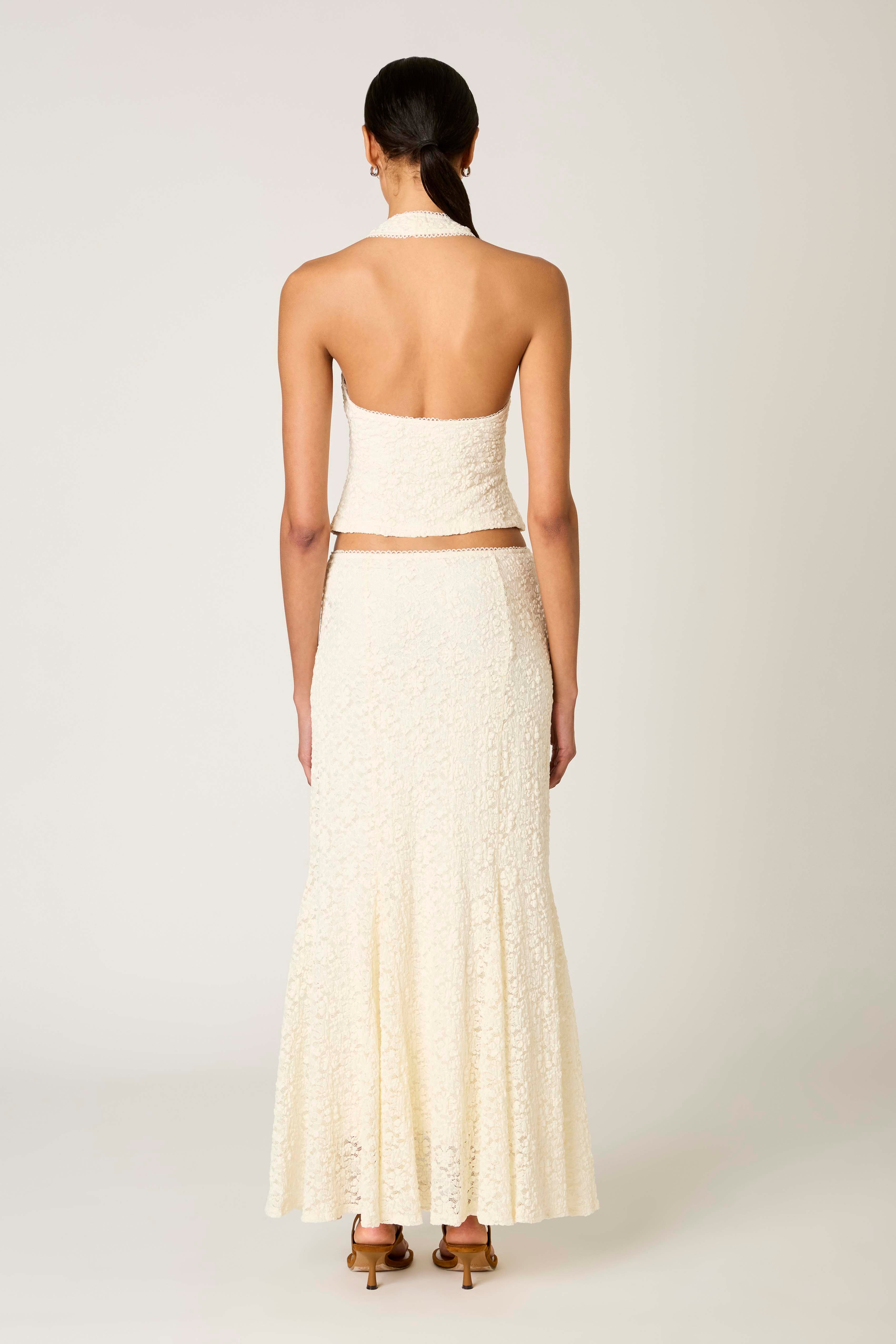 Olive Top in ivory back view