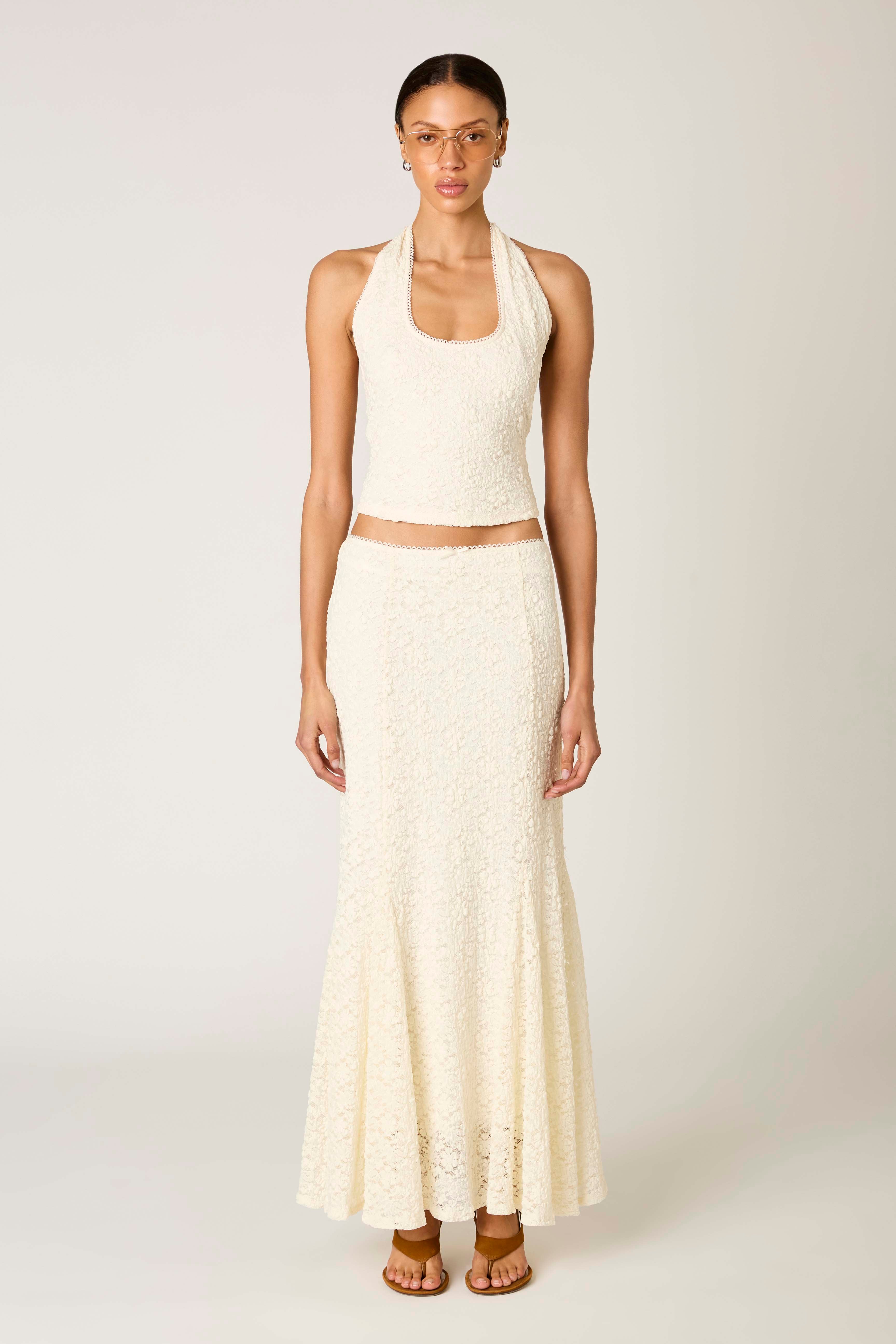 Olive Top in ivory front view